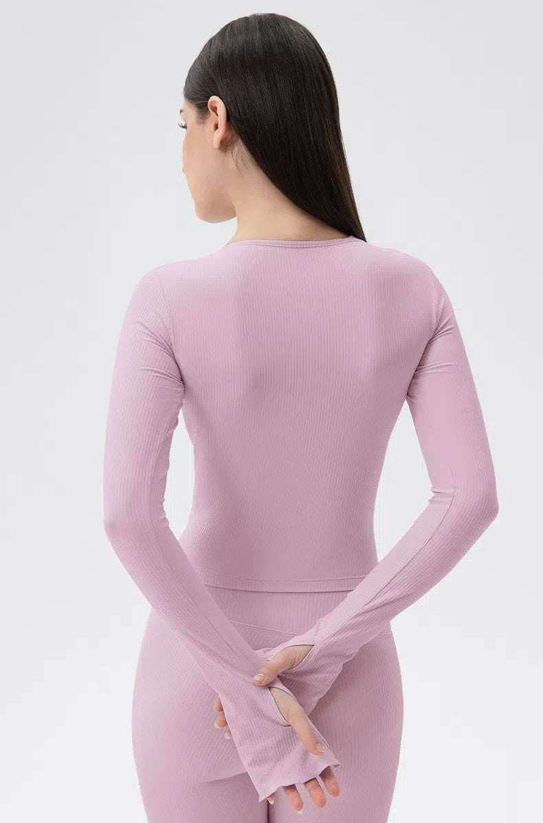 Long Sleeves Ribbed Yoga T-Shirt