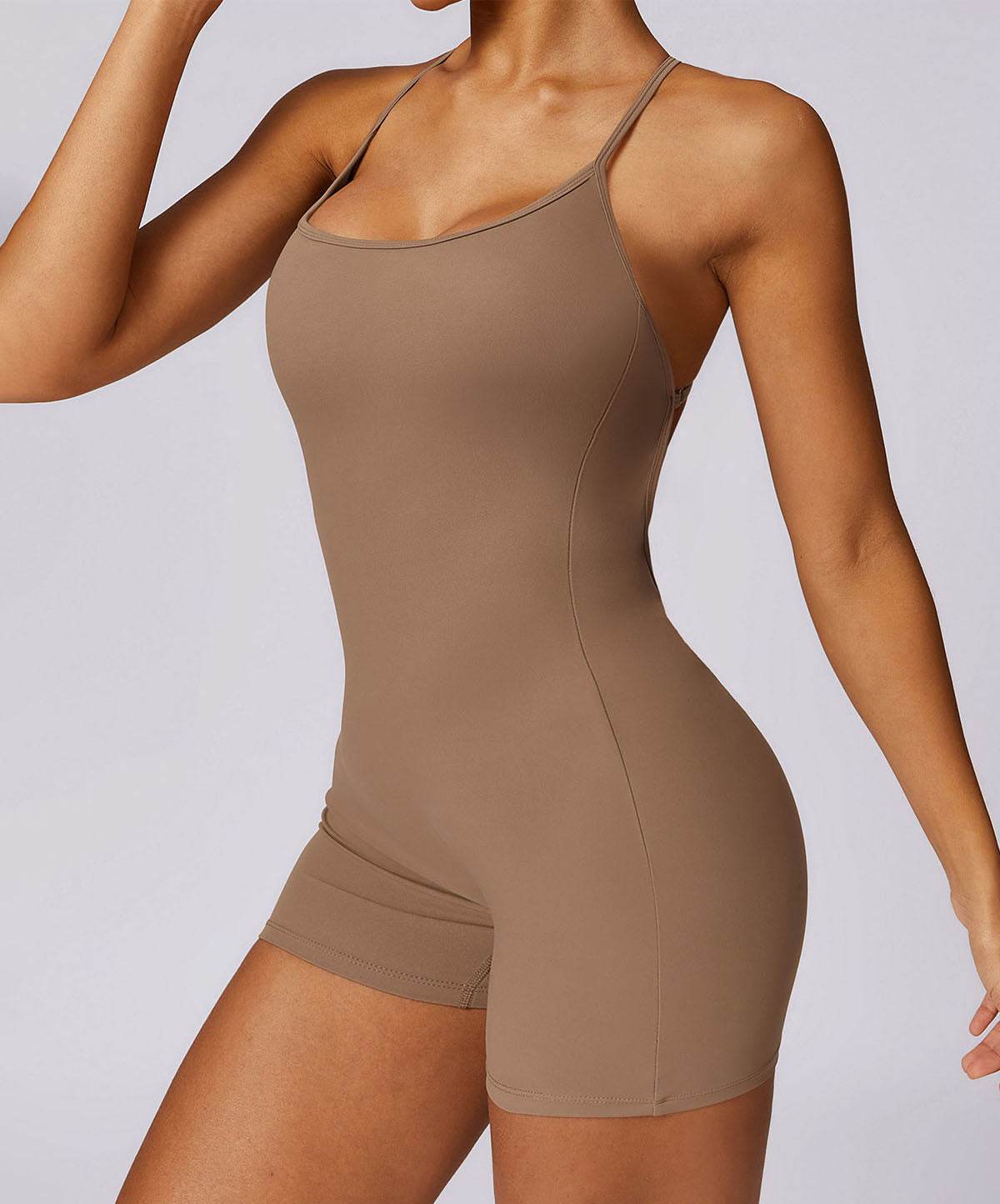 Scrunch Strappy One Piece Workout Short Jumpsuit -