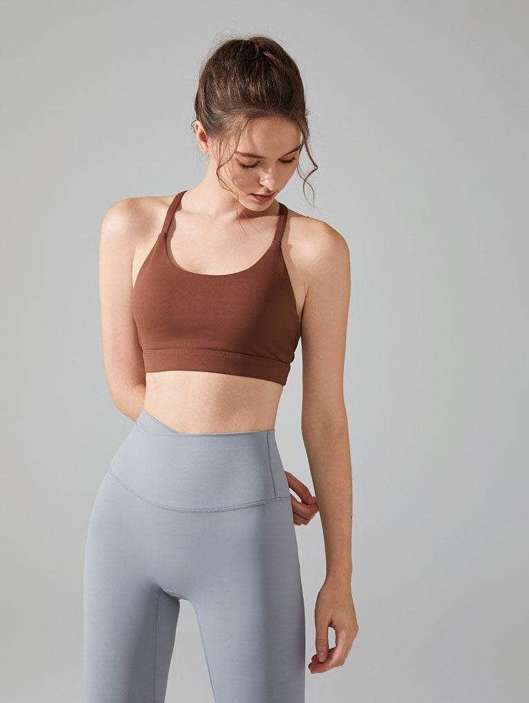 Cross Spaghetti Straps Sports Bra with Removable Chest Pad