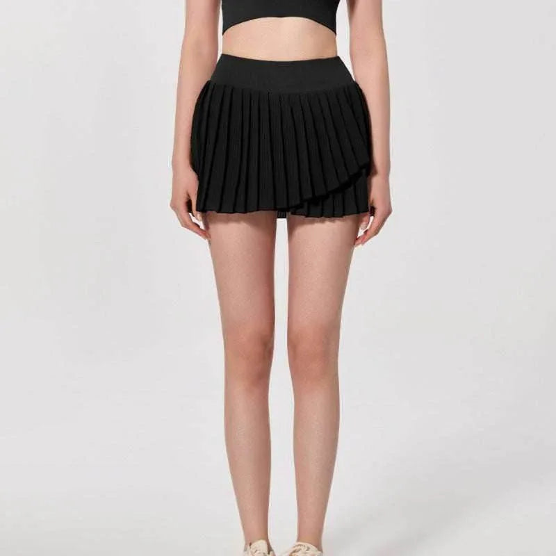 Fashion Solid Color Double Layer Tennis Skirt