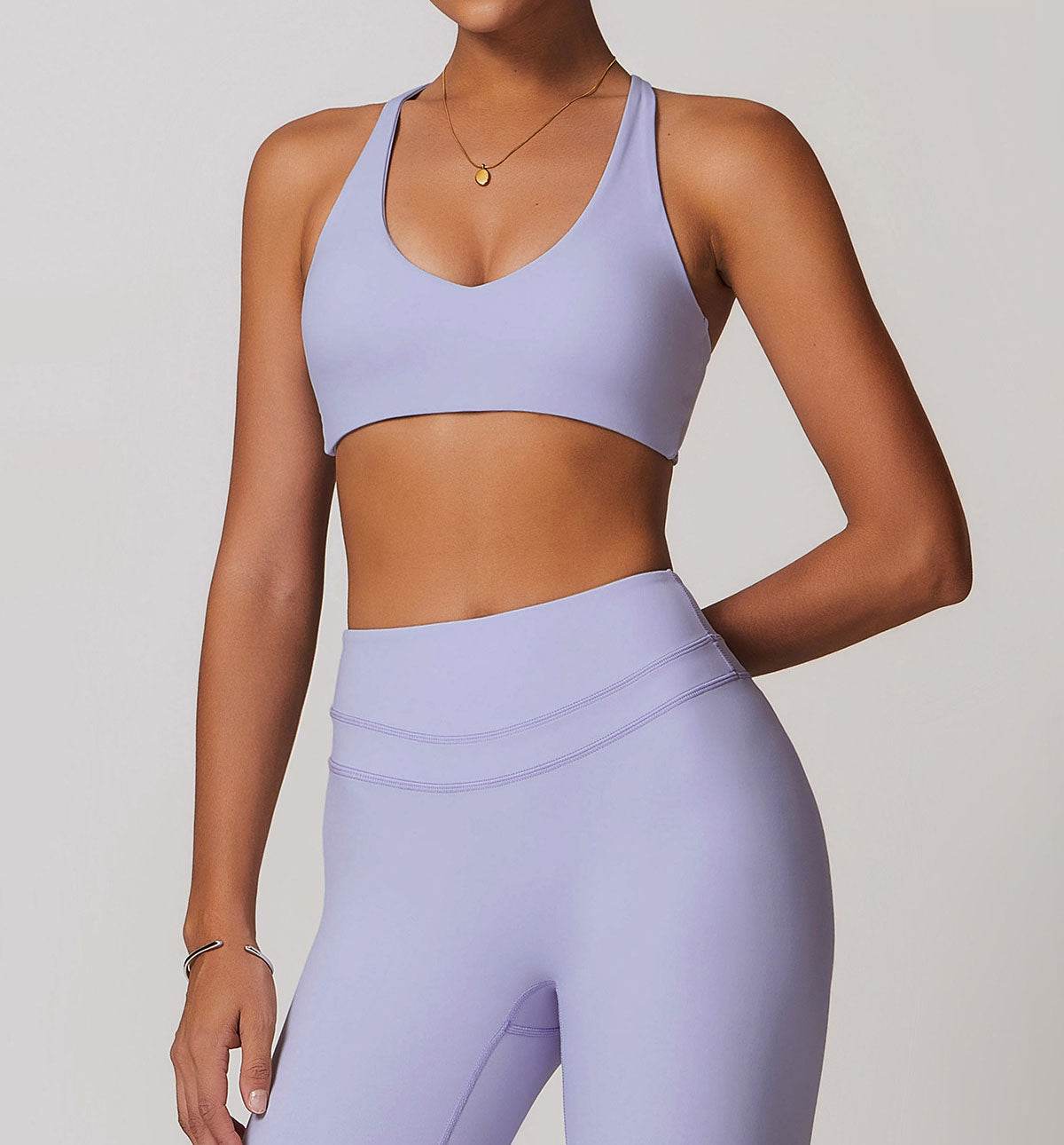 V Neck Twist Back Sports Bra with Padded