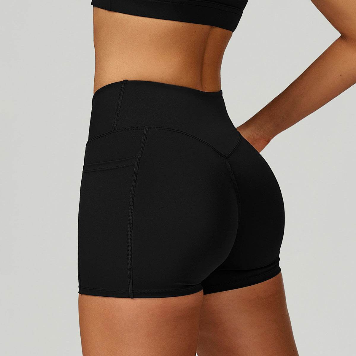 Cross Waist Yoga Shorts with Pockets