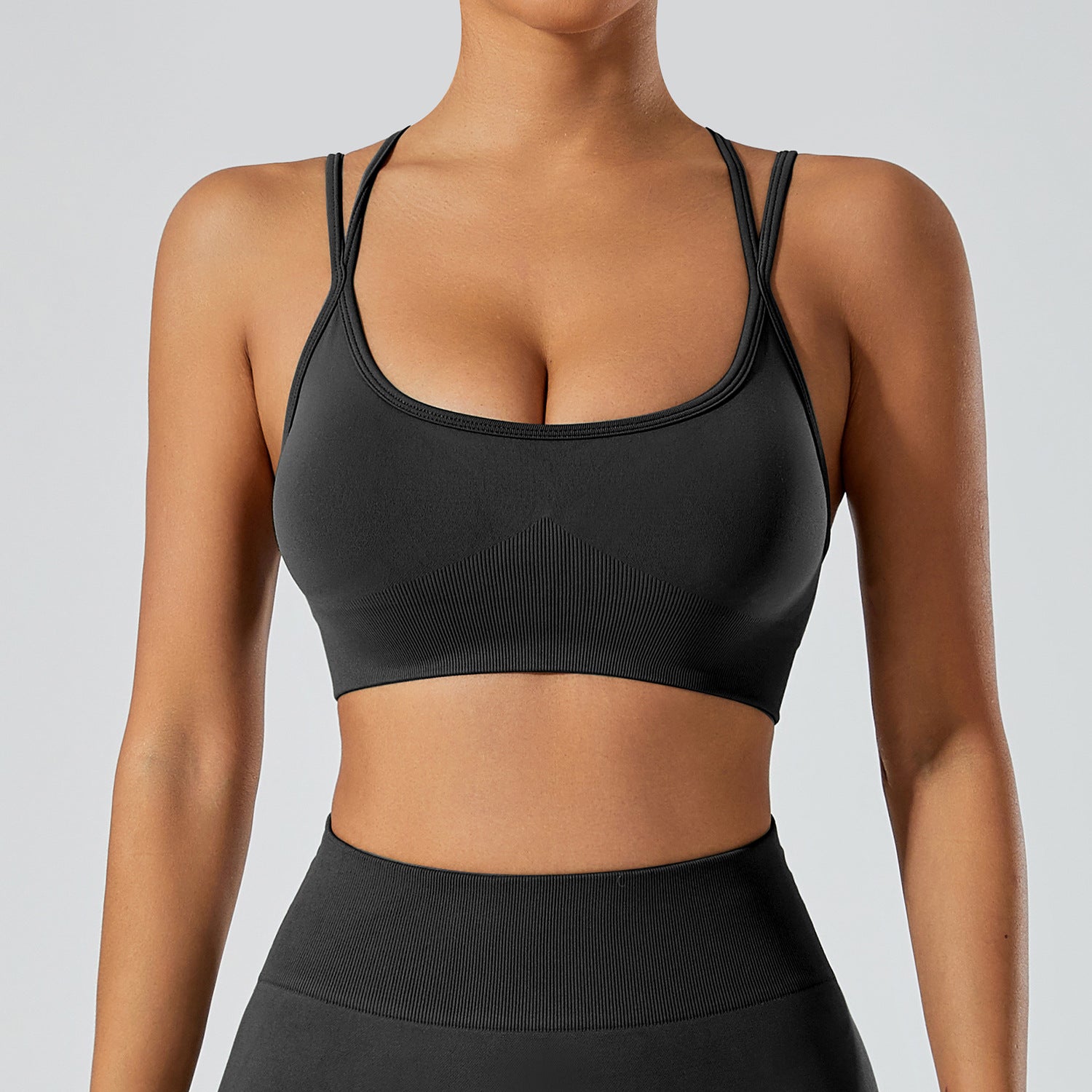 Strappy Adjustable Criss Cross Sports Bra Yoga Crop Tops