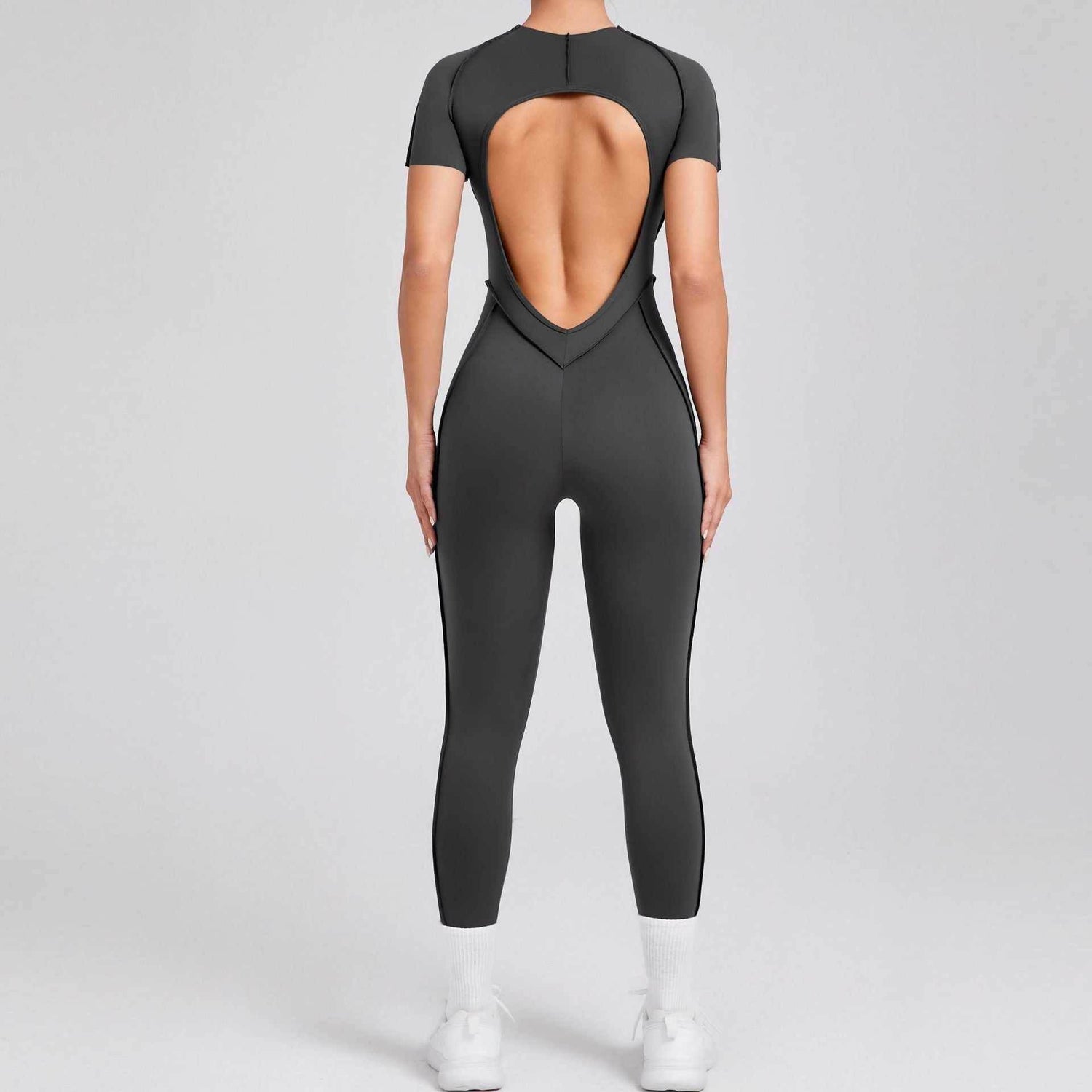 Short Sleeve Backless Yoga Jumpsuits