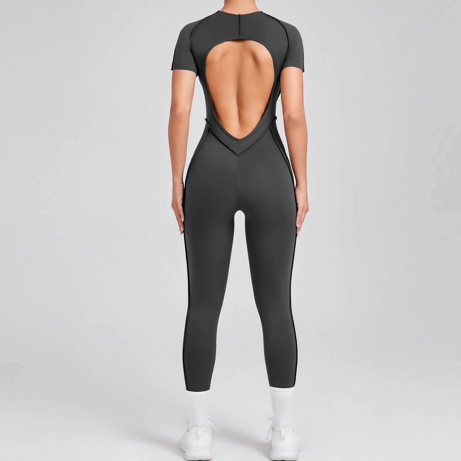 Short Sleeve Backless Yoga Jumpsuits