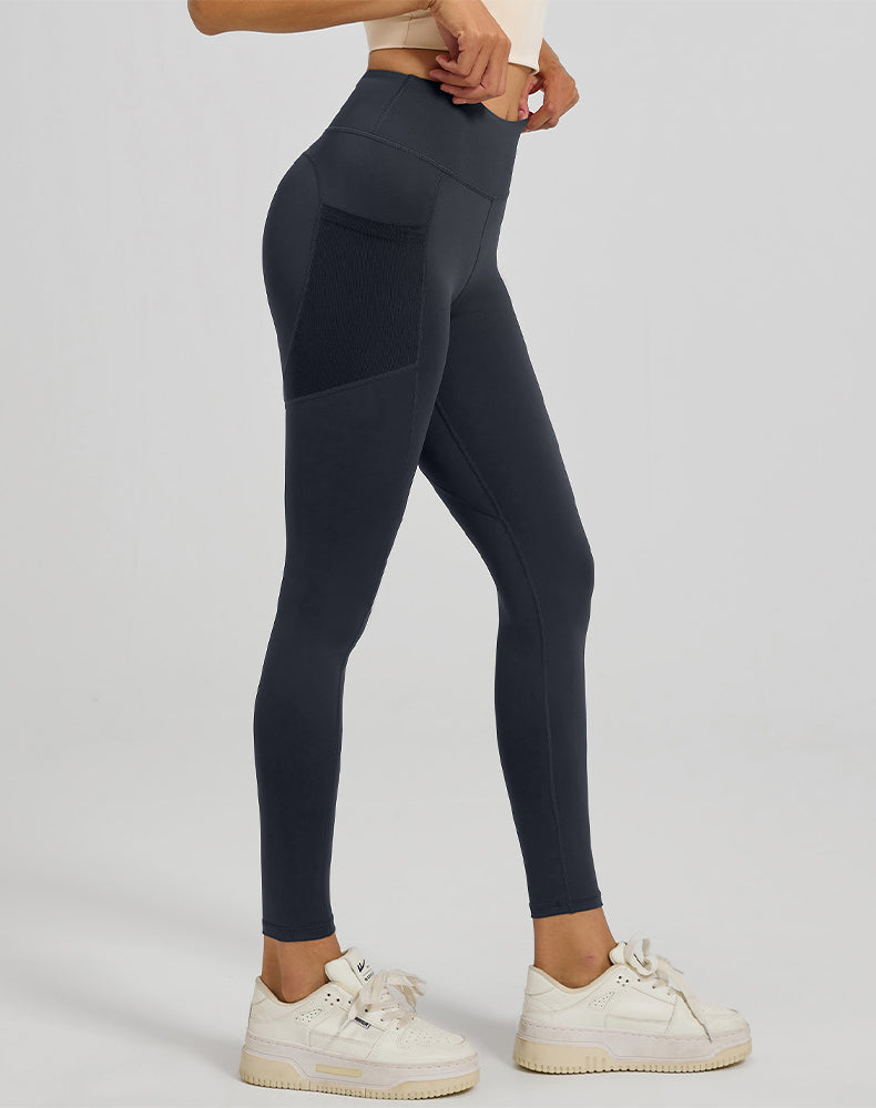 High Waisted Yoga Mesh Leggings with Side Pockets