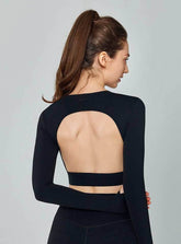 Long Sleeve Hollow Out Back Sports T-Shirt