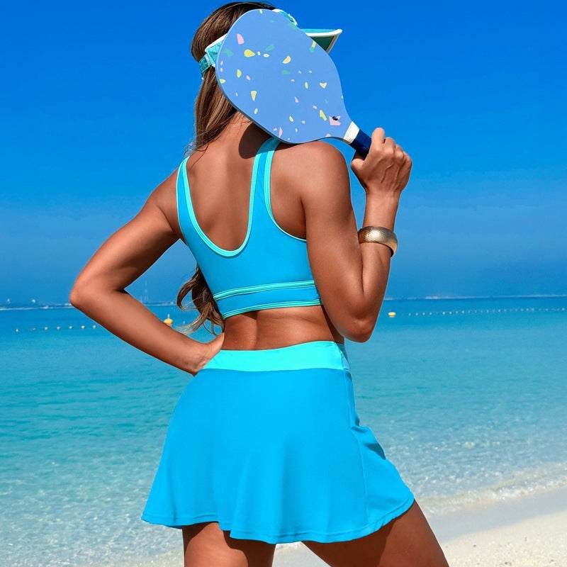 Two Piece Color Block High Waisted Bikini Sets