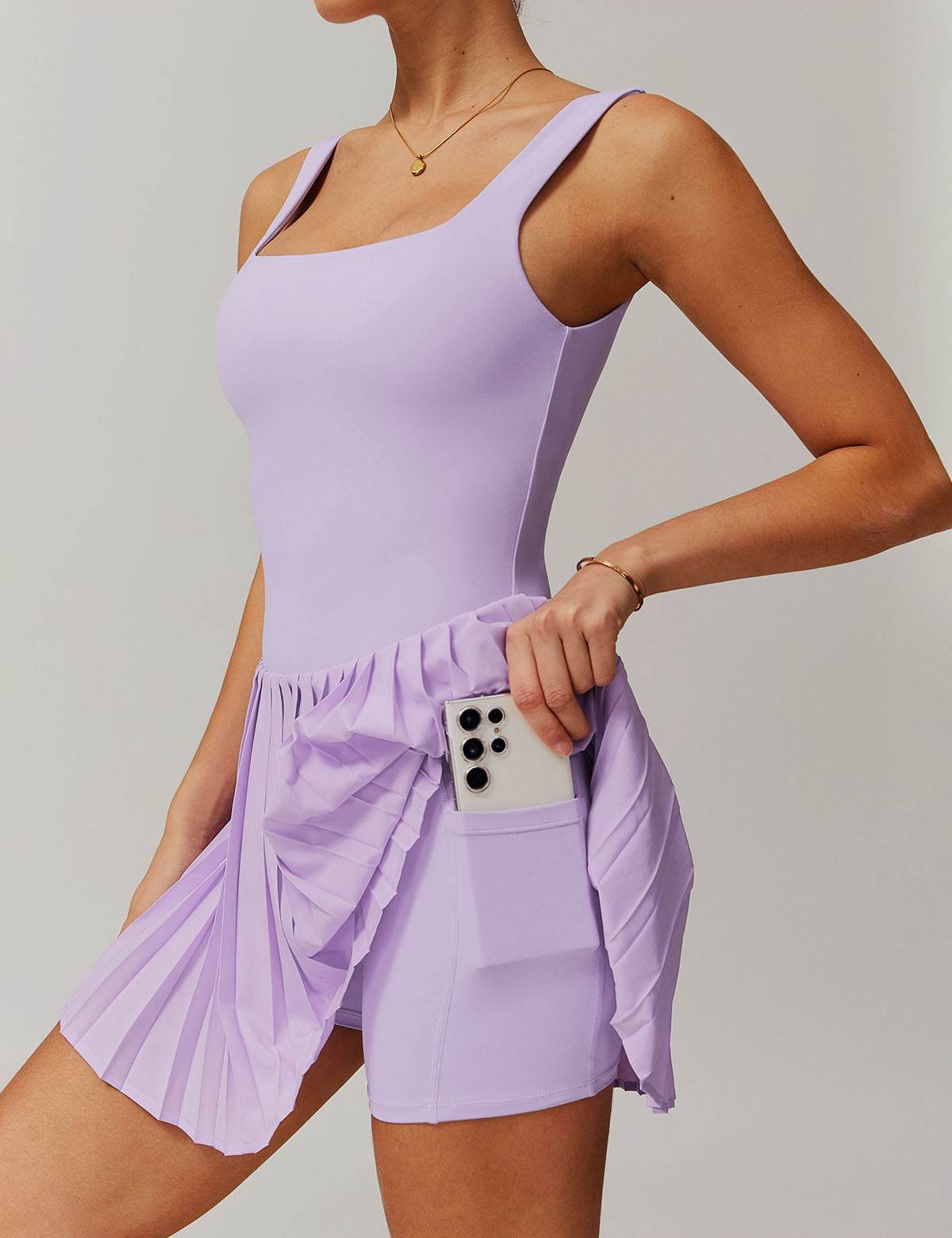 One Piece Tennis Dress With Inside Shorts and Pockets -