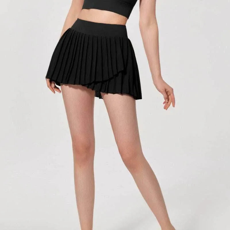 Fashion Solid Color Double Layer Tennis Skirt