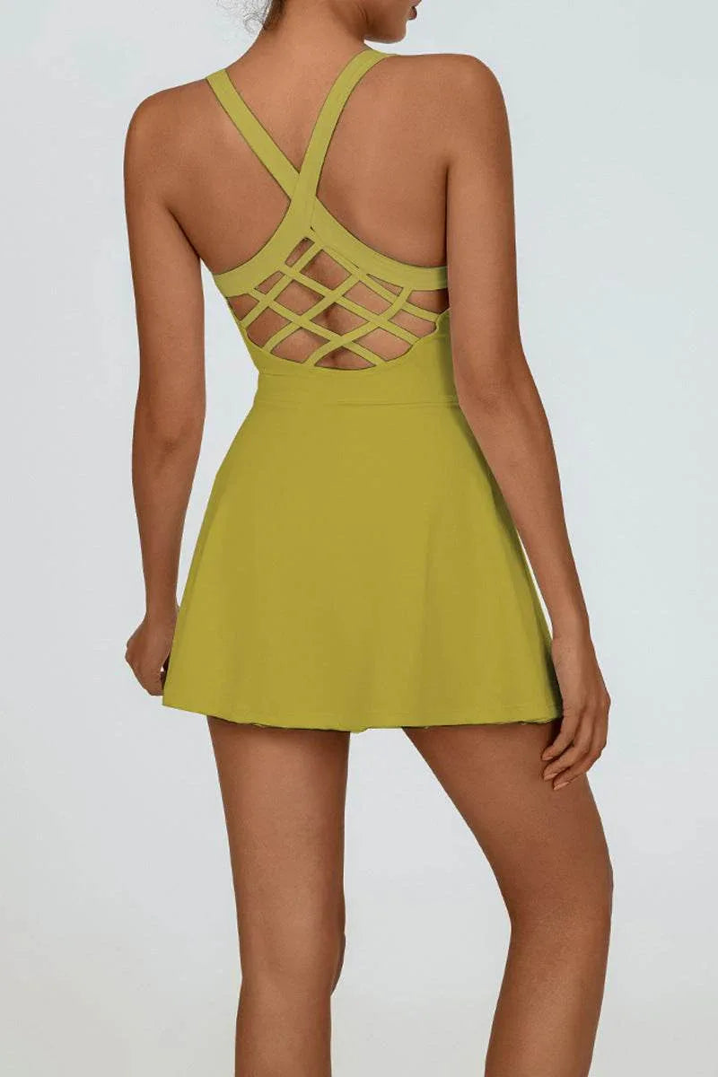 Cross Back Tennis Dress with Built Shorts -