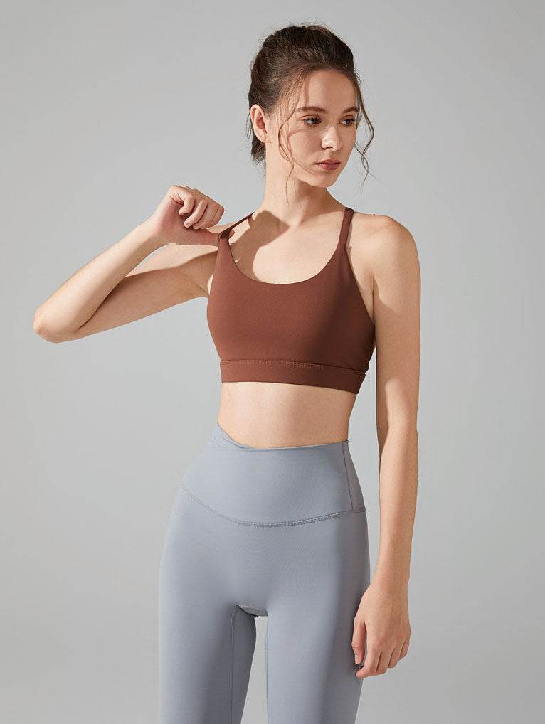 Cross Spaghetti Straps Sports Bra with Removable Chest Pad