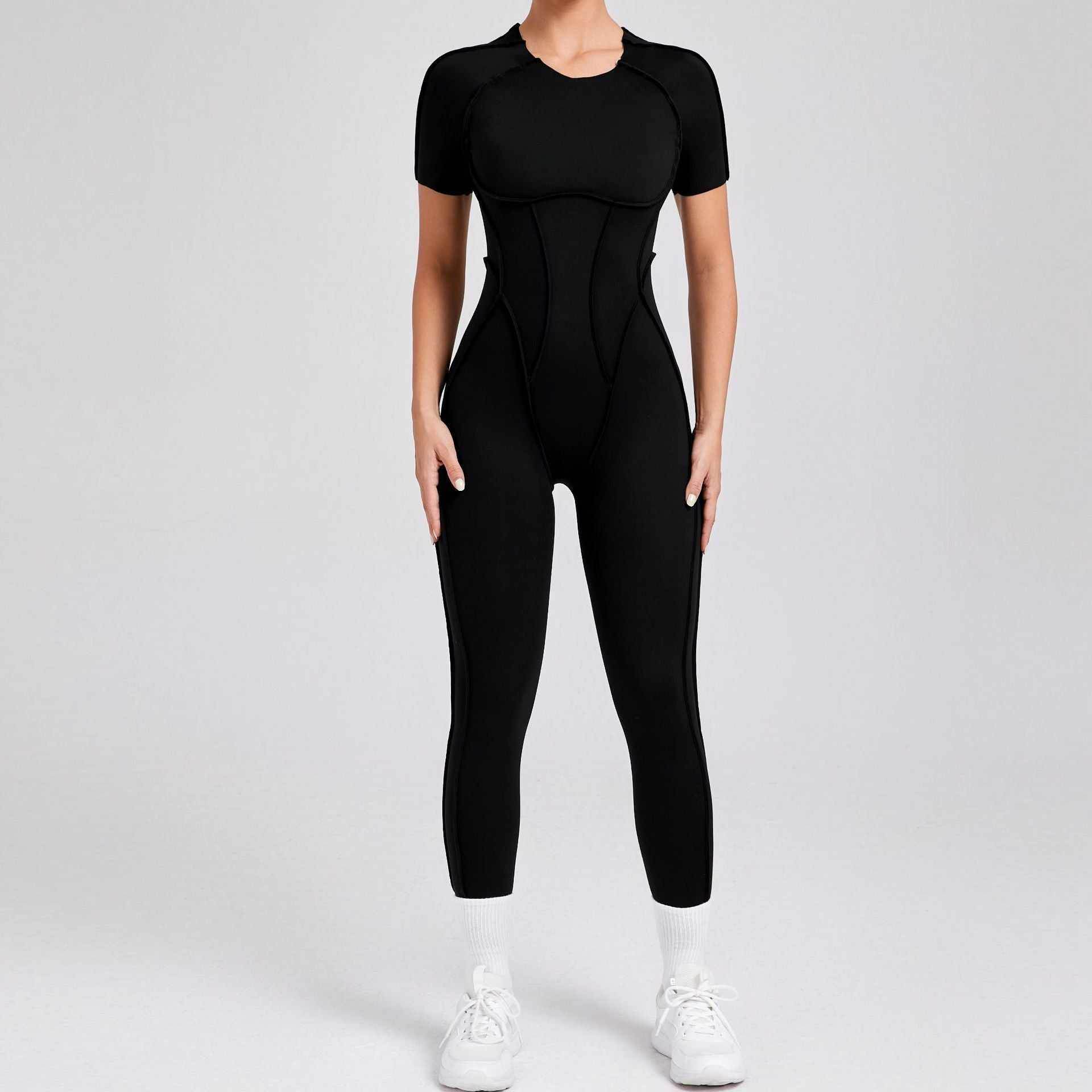Short Sleeve Backless Yoga Jumpsuits