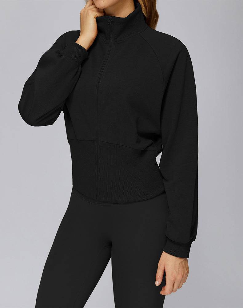Zip Up Casual Jacket Workout Long Sleeve Crop Tops