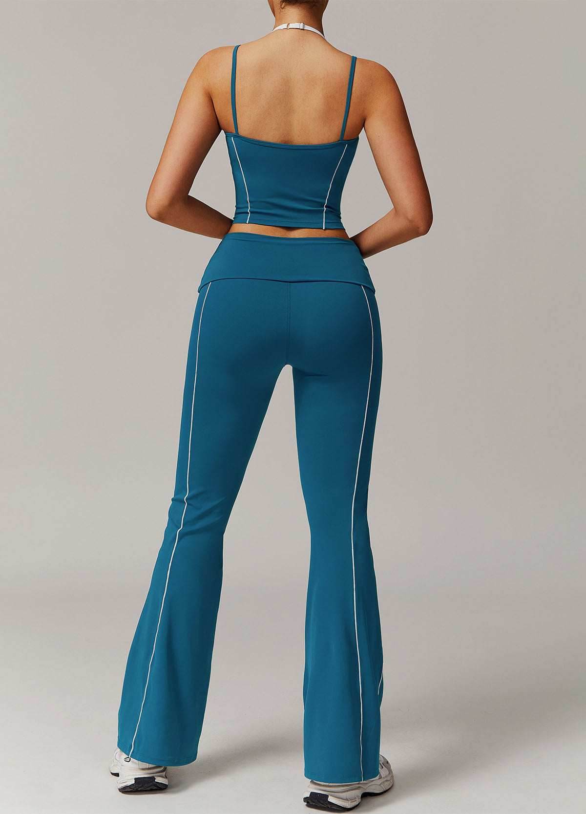 Activewear Set with Double Crossed Tank Top and Flare Pant