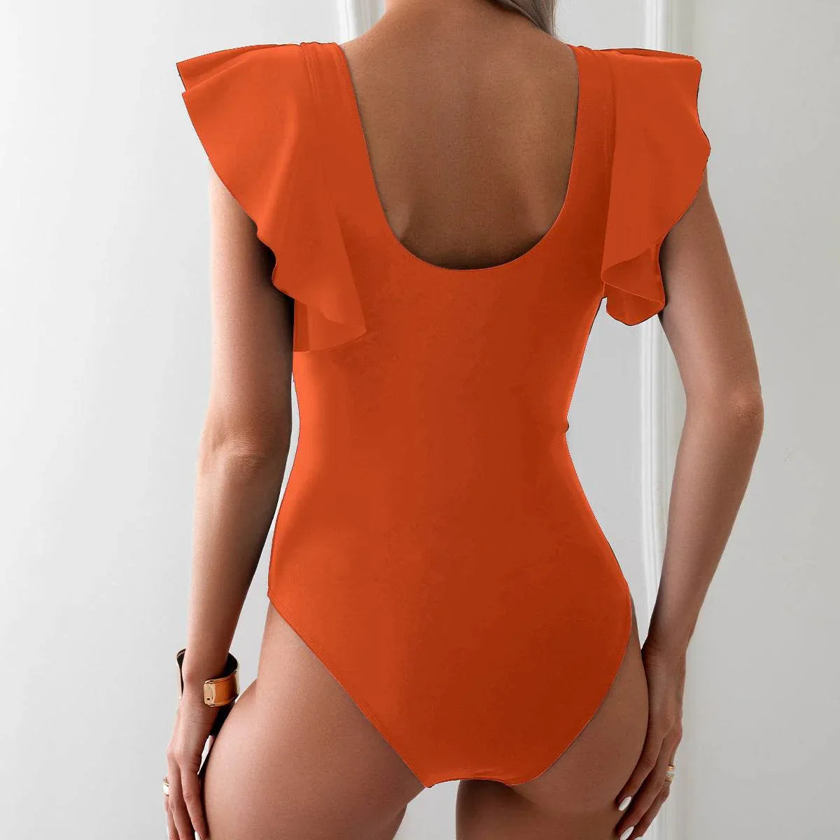 Ruffle Cutout One Piece Swimsuit -