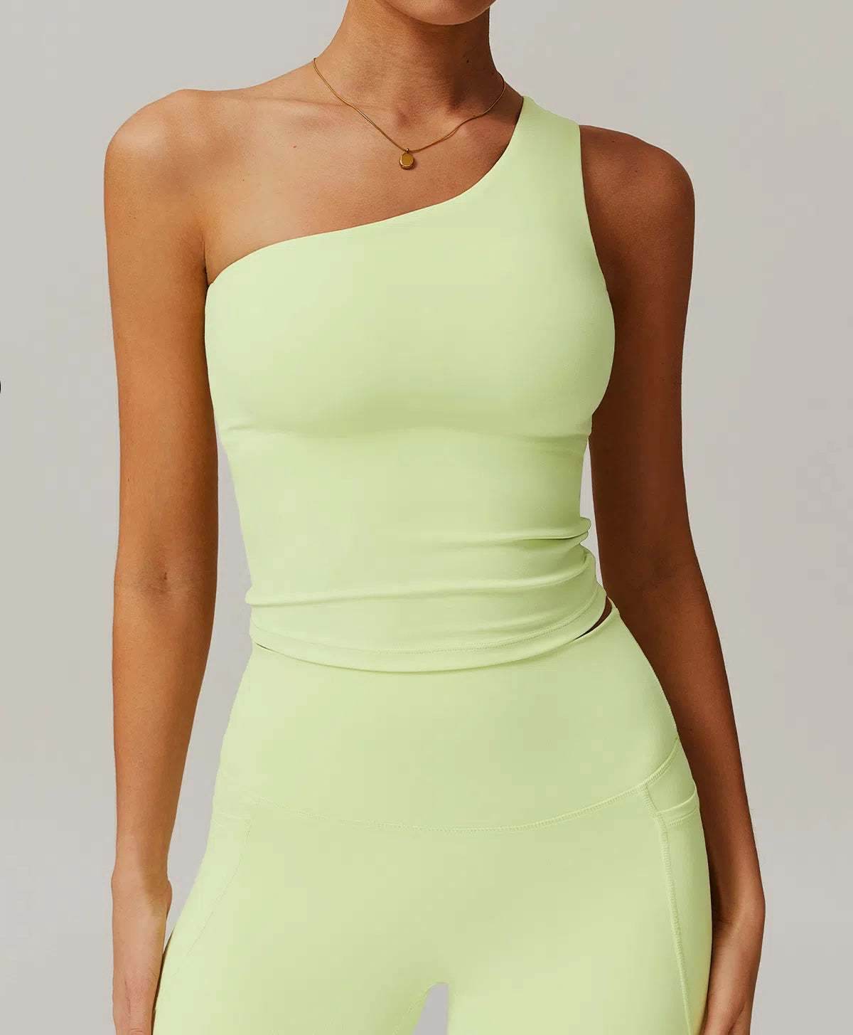 Solid One Shoulder Yoga Tank Top