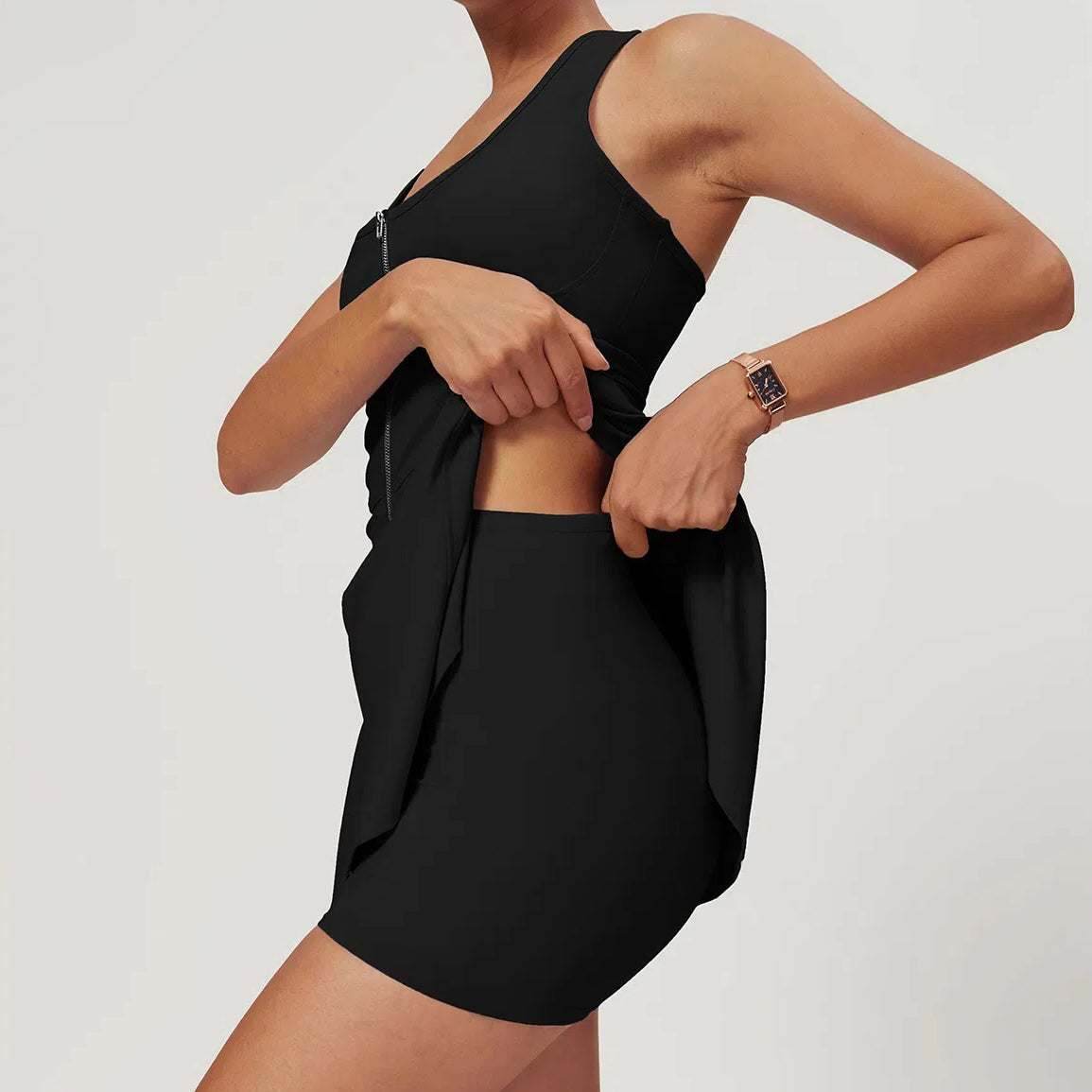 Sleeveless Tennis Dress with Built in Shorts and Padded Bra