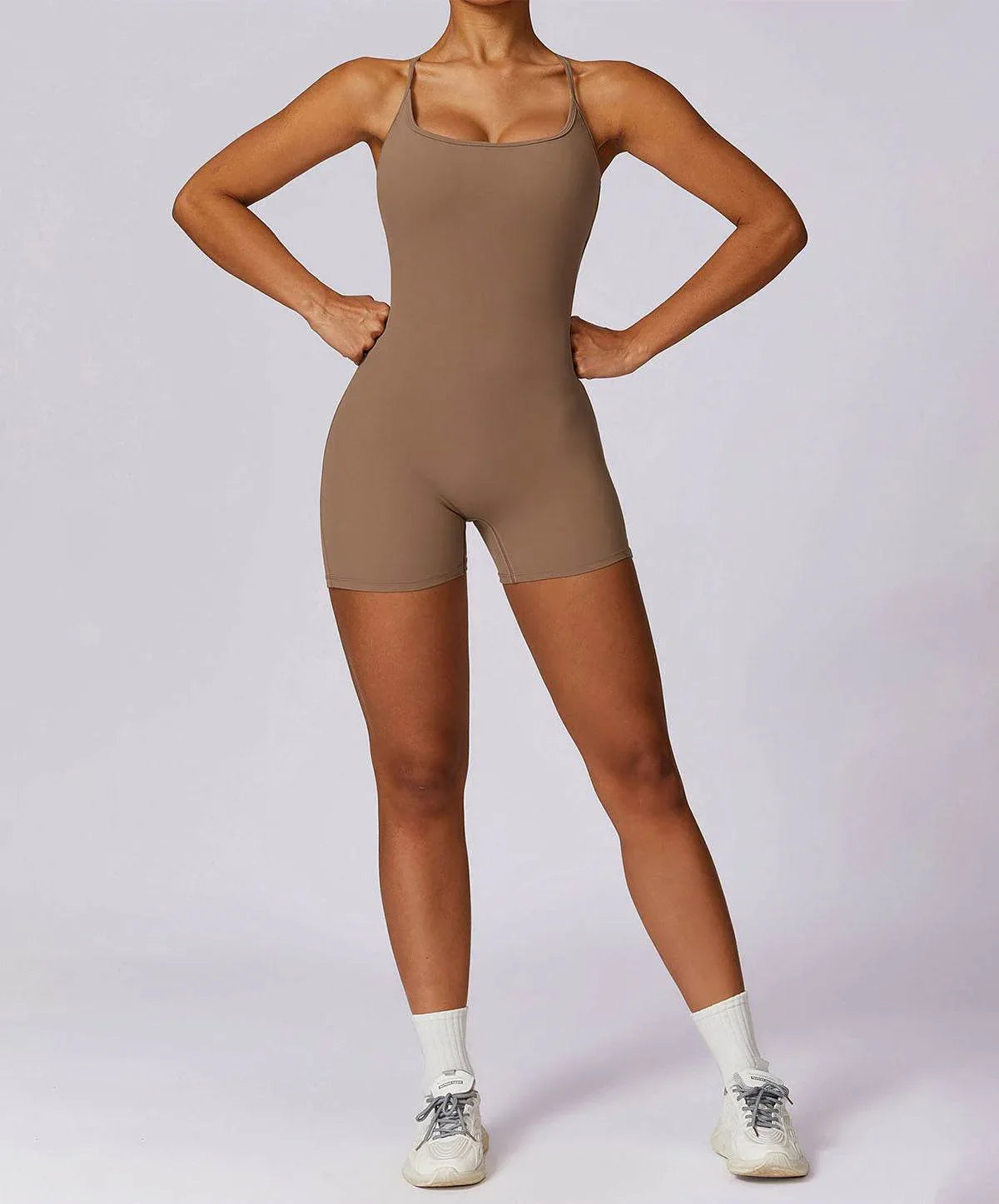 Scrunch Strappy One Piece Workout Short Jumpsuit -