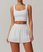Activewear Set With Tank and Accordion Pleated Skirt
