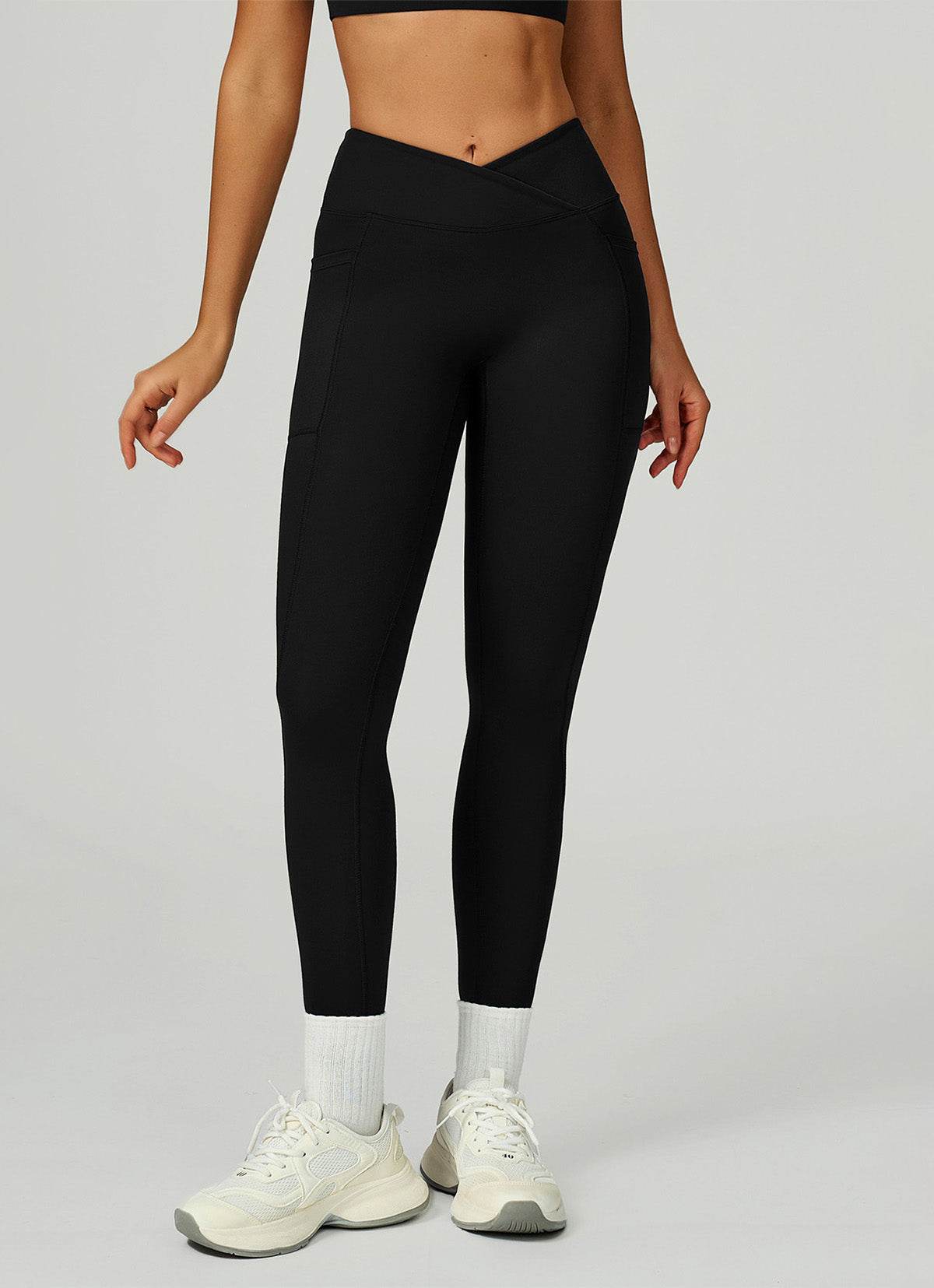 Cross Waist Yoga Leggings with Pockets