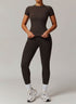 Yoga Wear Set with Short Sleeve T-Shirt and Legging