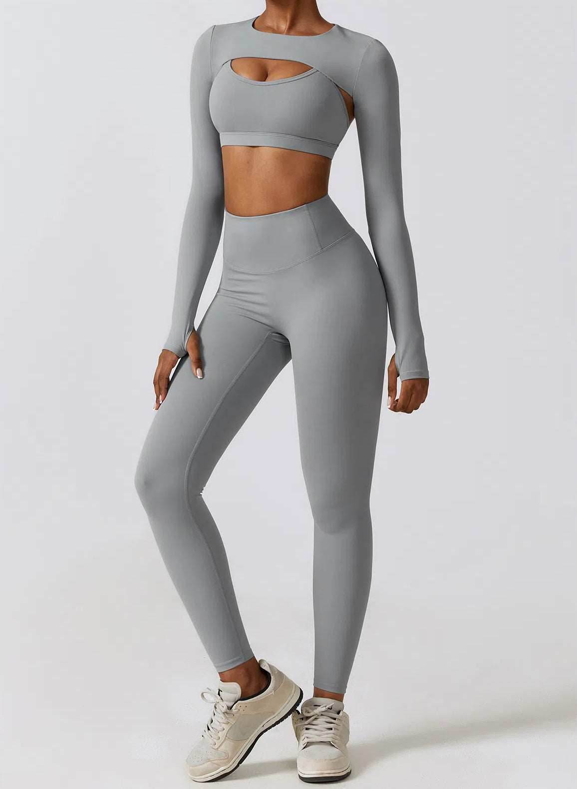 Gym Wear Set With Crop Top and Leggings