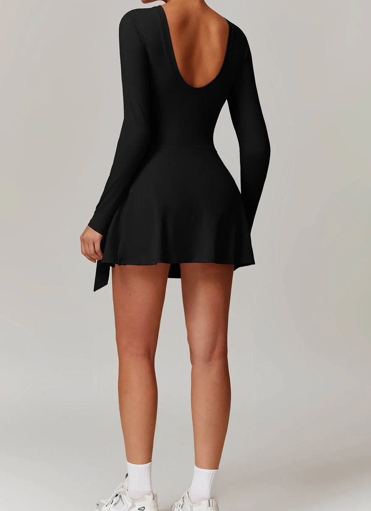 Long Sleeve Tennis Jumpsuit Dress With Shorts -