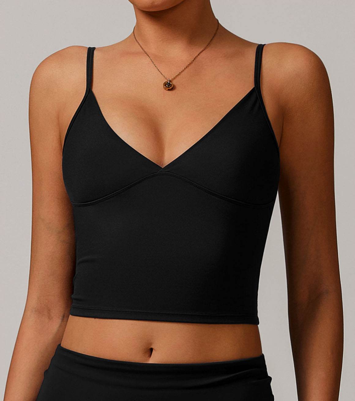 V Neck Spaghetti Fitted Crop Tank Tops