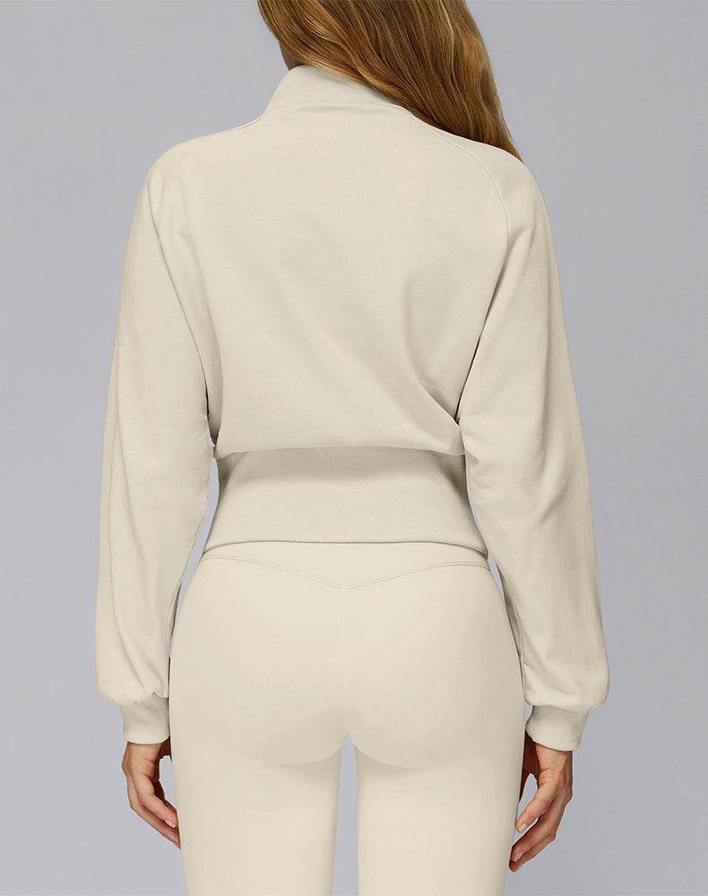Zip Up Casual Jacket Workout Long Sleeve Crop Tops