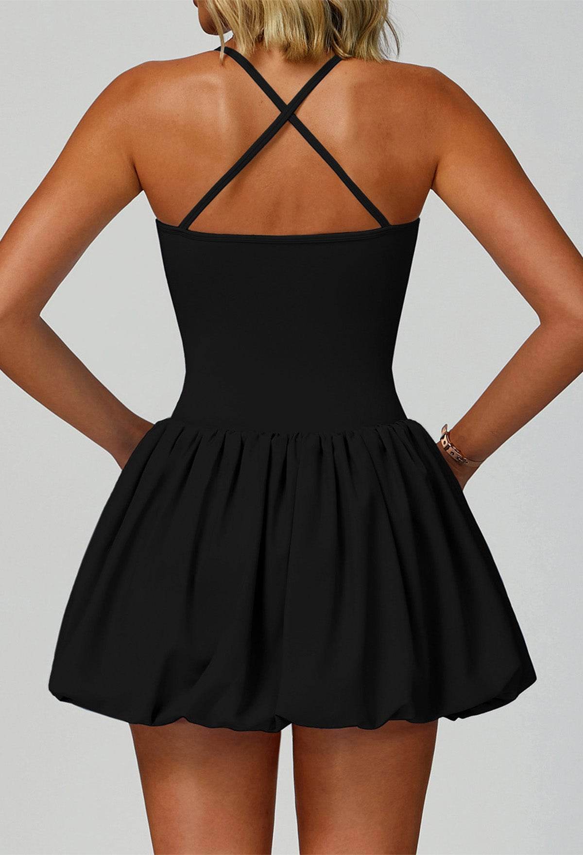 Cross Back Tennis Dresses with Short and Pocket