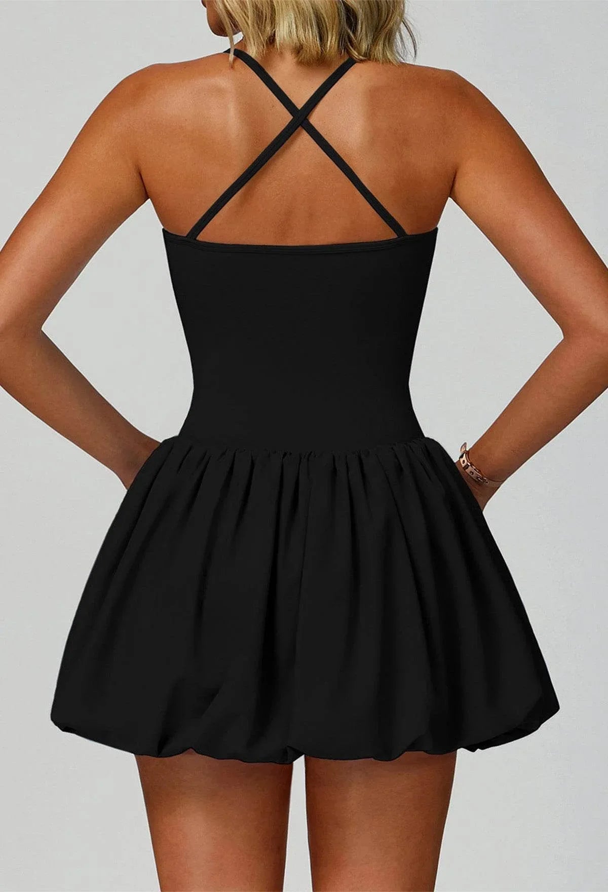 Cross Back Tennis Dresses with Short and Pocket -