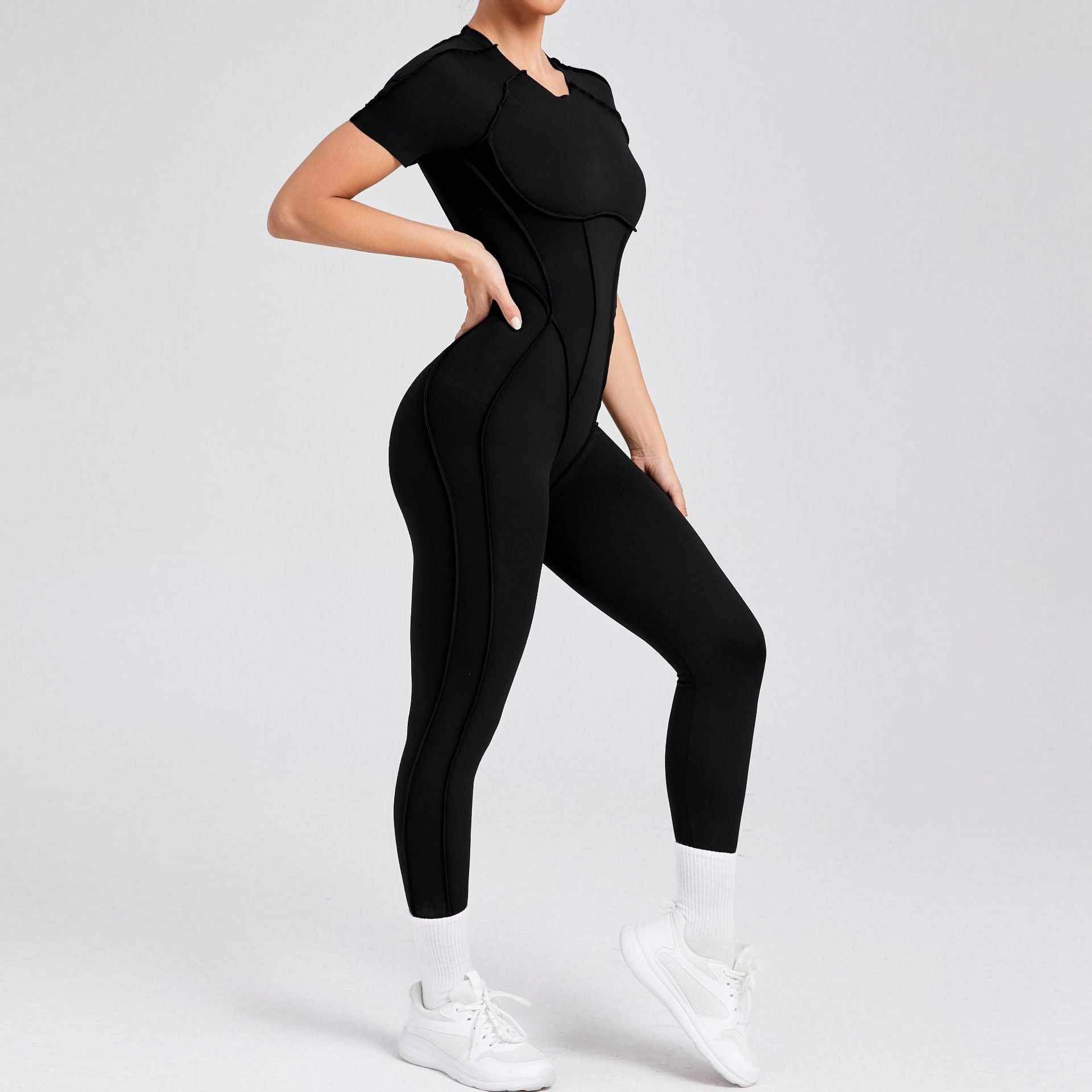 Short Sleeve Backless Yoga Jumpsuits