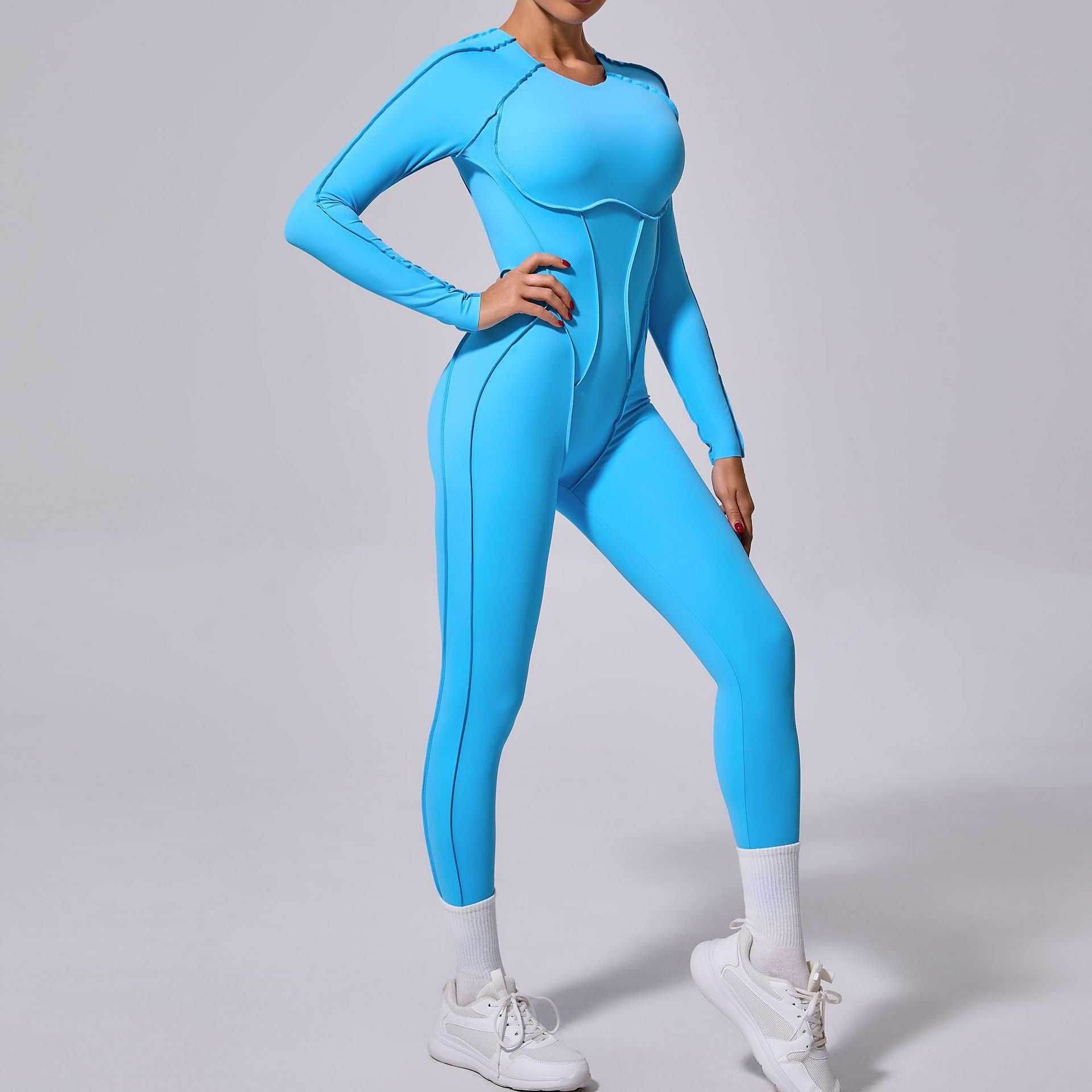 Long Sleeve Backless Yoga Jumpsuits -