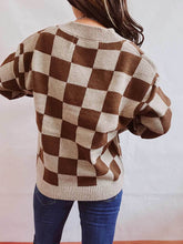 Plaid Color Block Cardigan Sweater