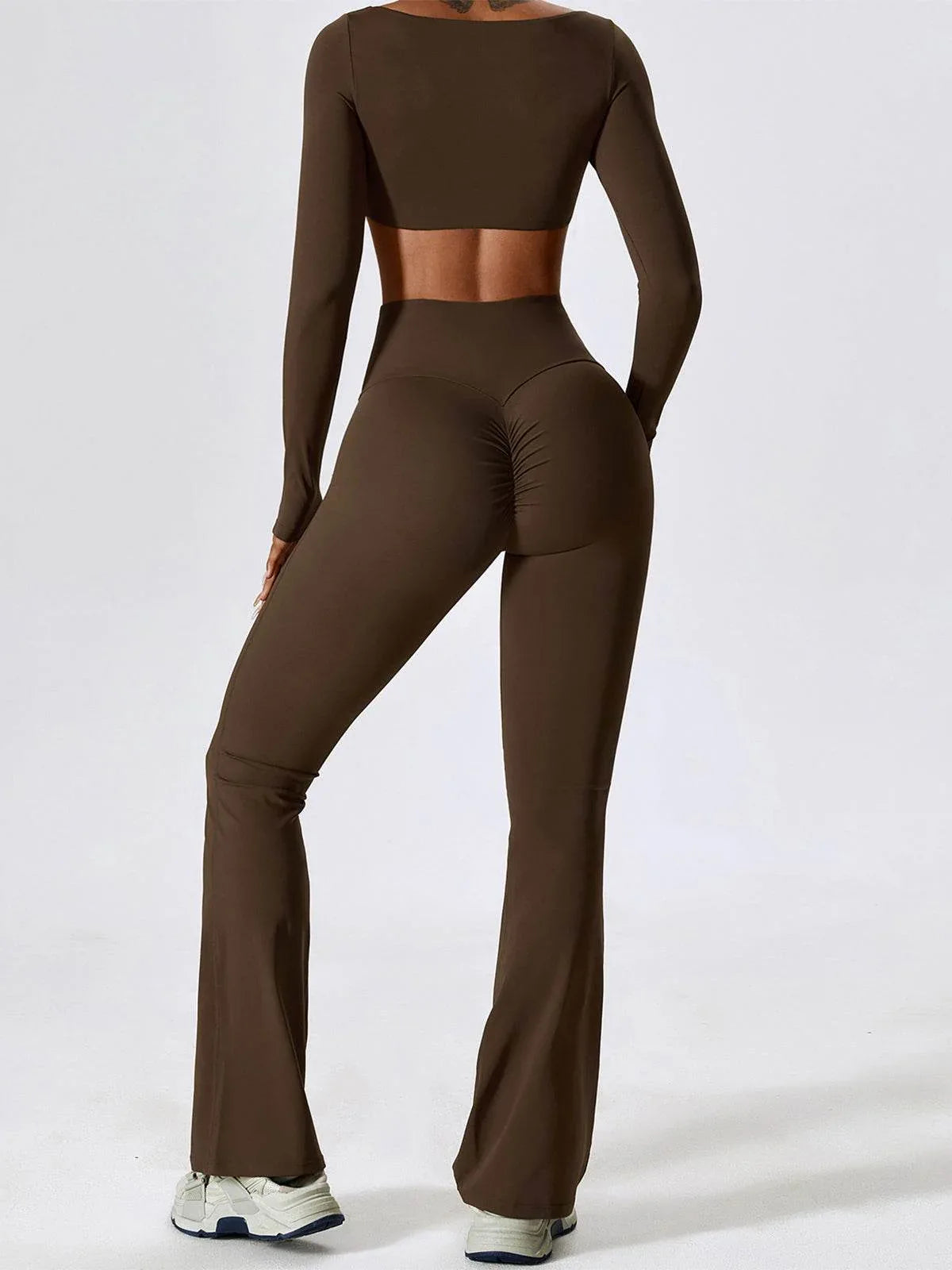 Sport Set with Square Neck Crop Top and Flared Pant -