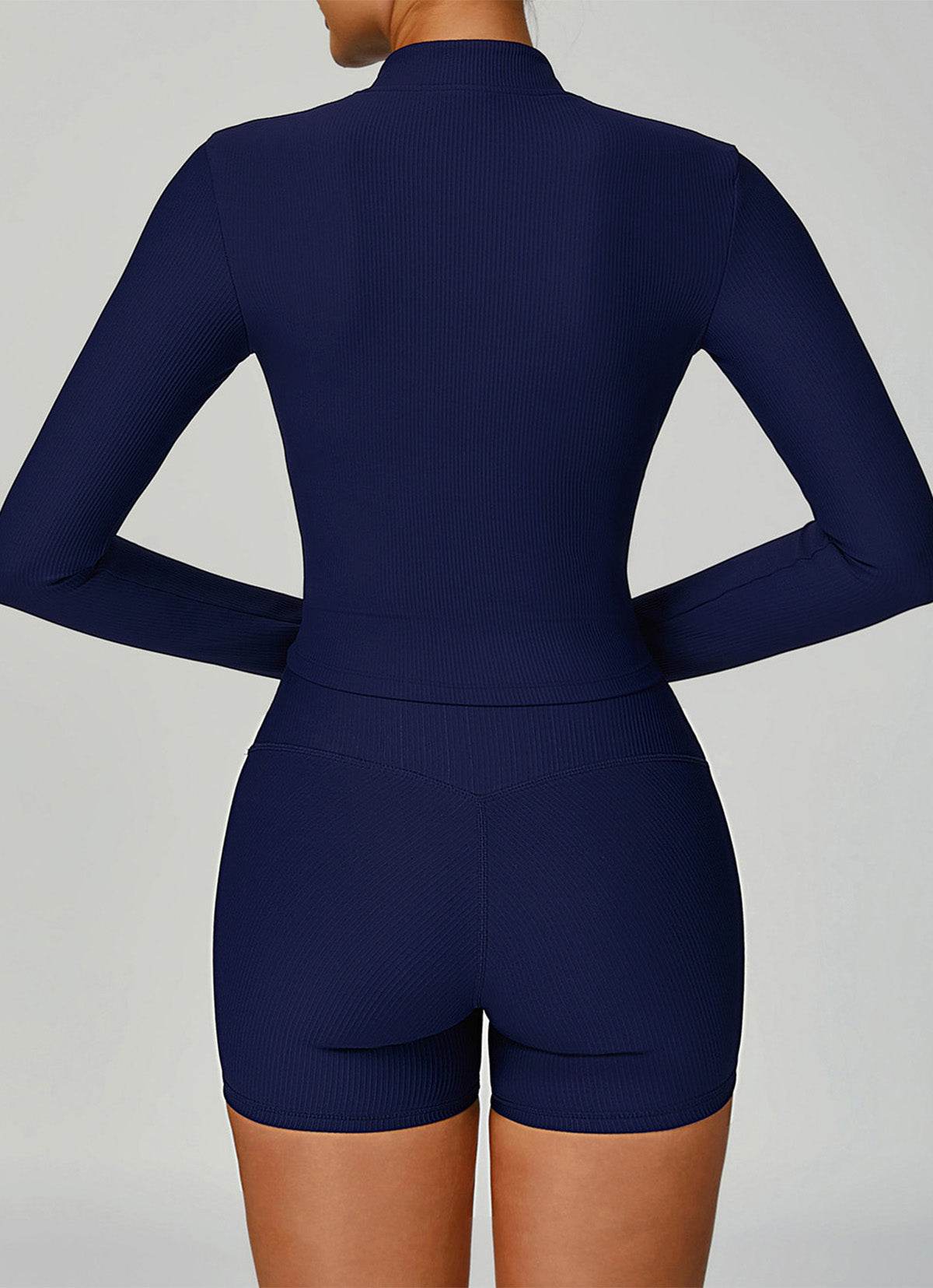 Ribbed Activewear Set with Running Jacket and Short