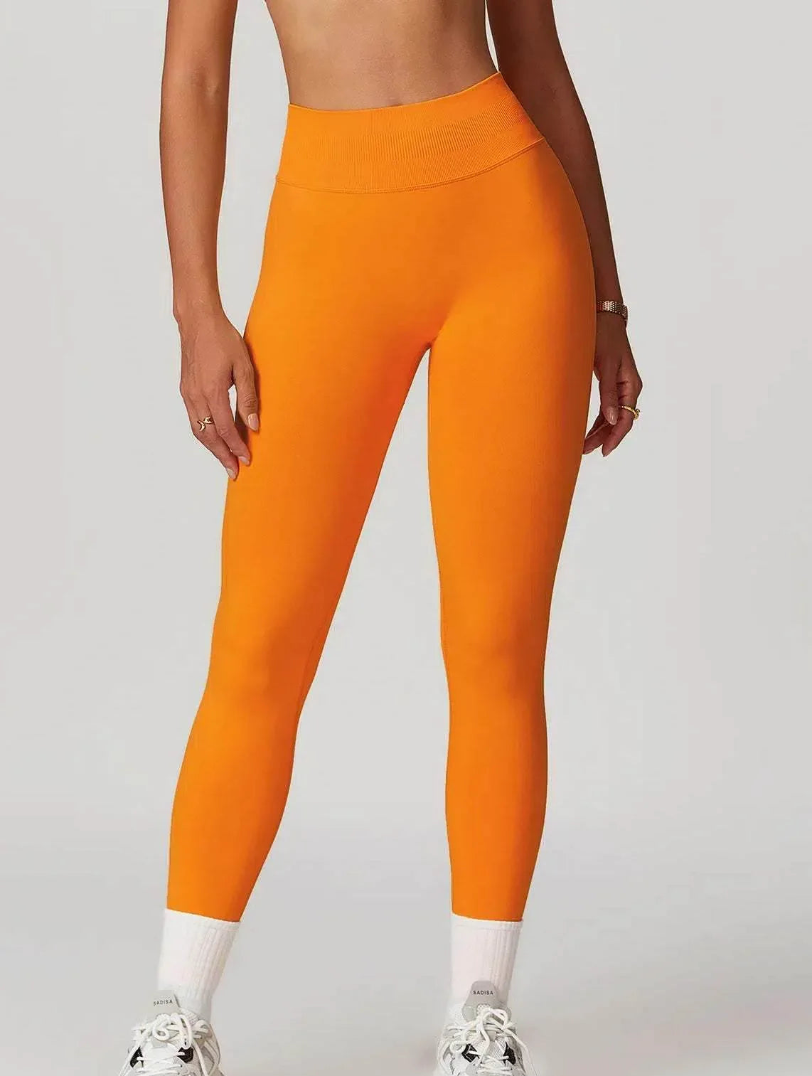 High Waist Athletic Leggings - Persimmon Orange