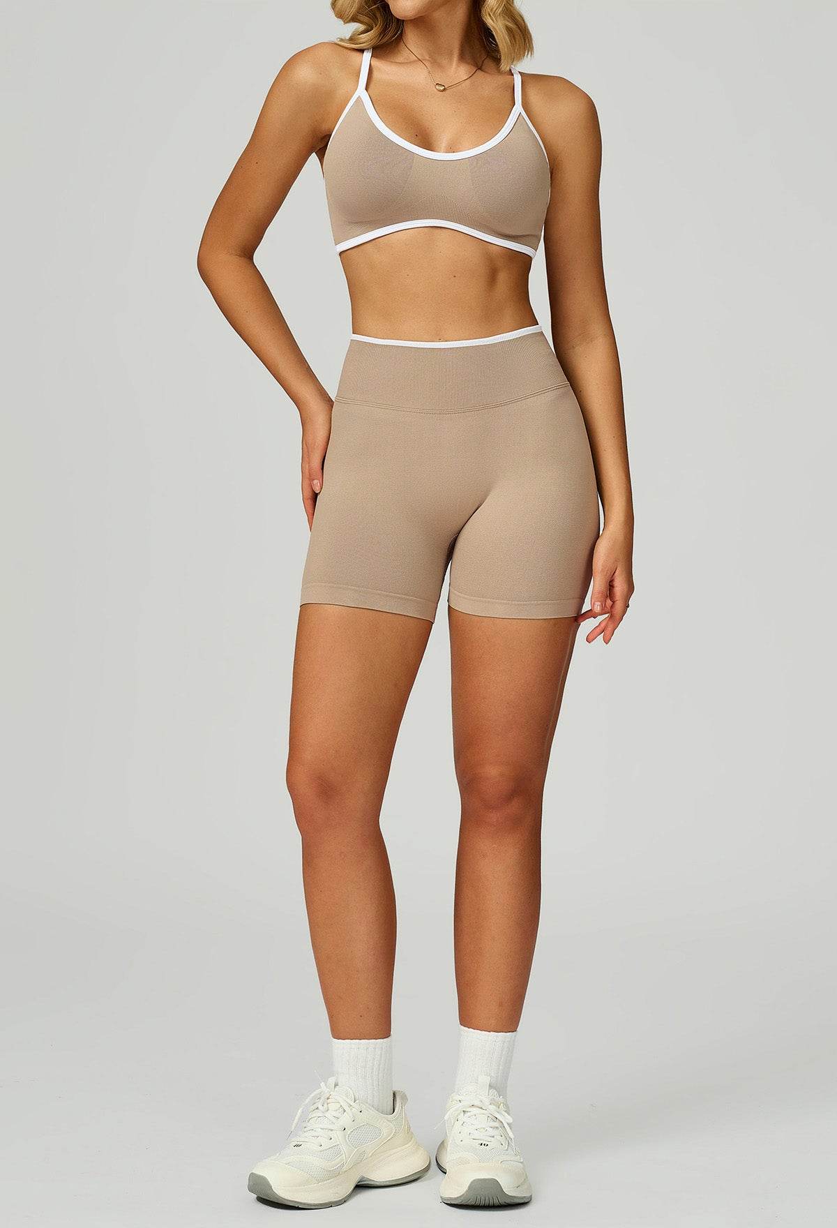 Sport Set with Color Block Sports Bras and Short