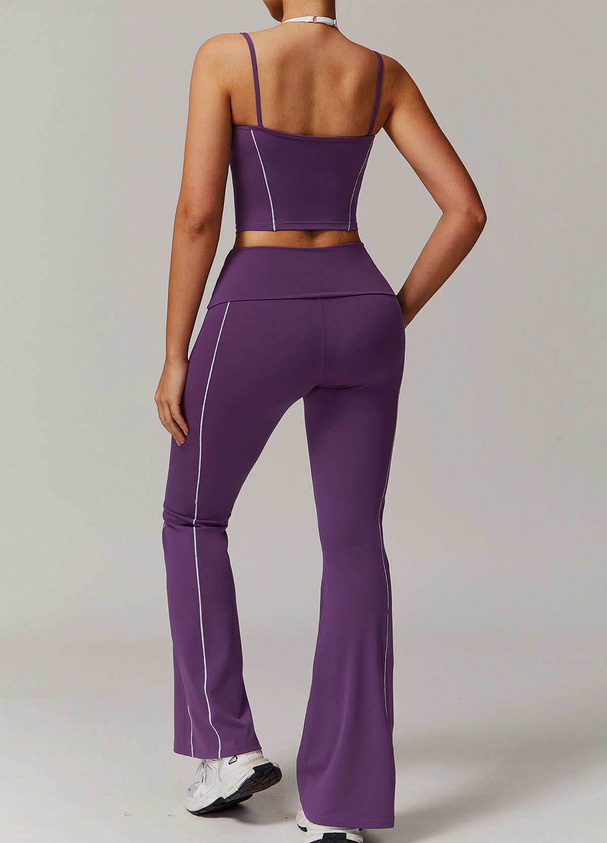 Activewear Set with Double Crossed Tank Top and Flare Pant