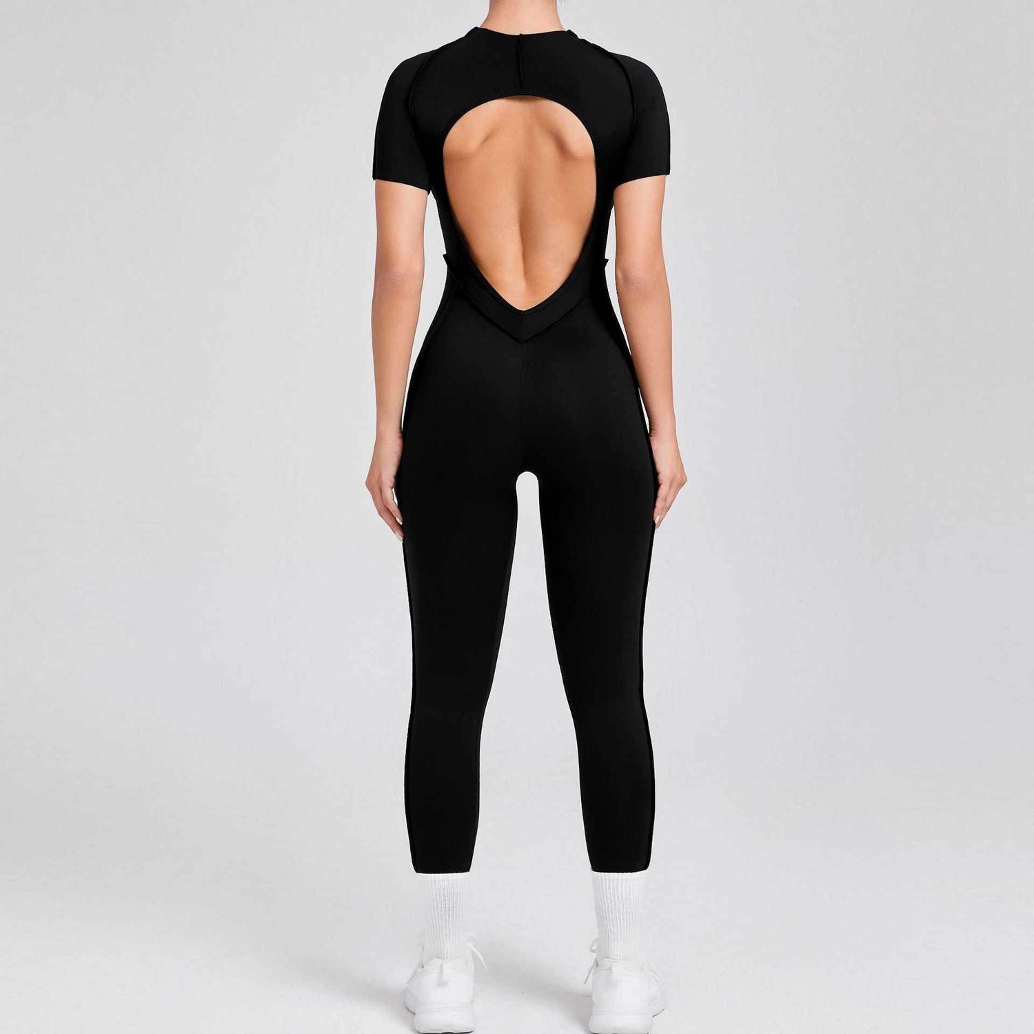 Short Sleeve Backless Yoga Jumpsuits