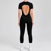 Short Sleeve Backless Yoga Jumpsuits