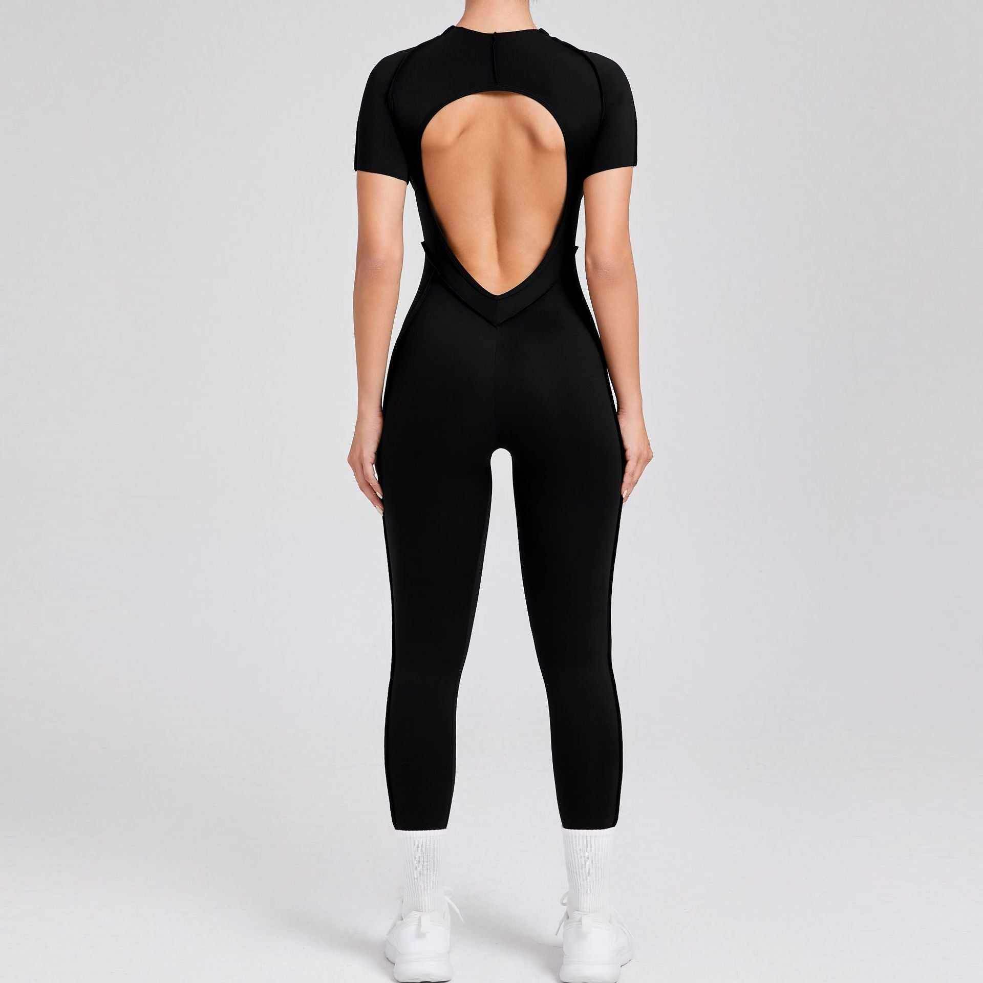 Short Sleeve Backless Yoga Jumpsuits