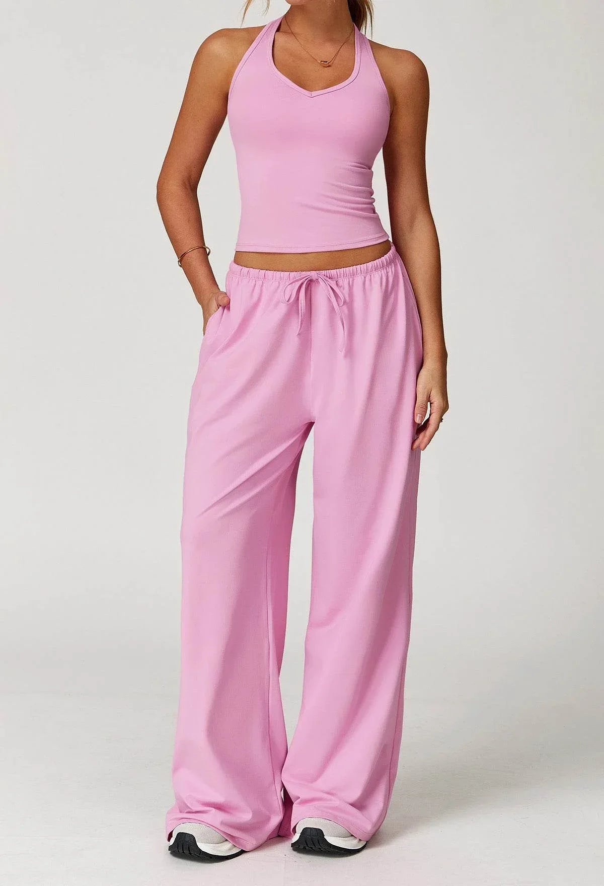 Activewear Wear with Tank Top and Wide Leg Lounge Pants -