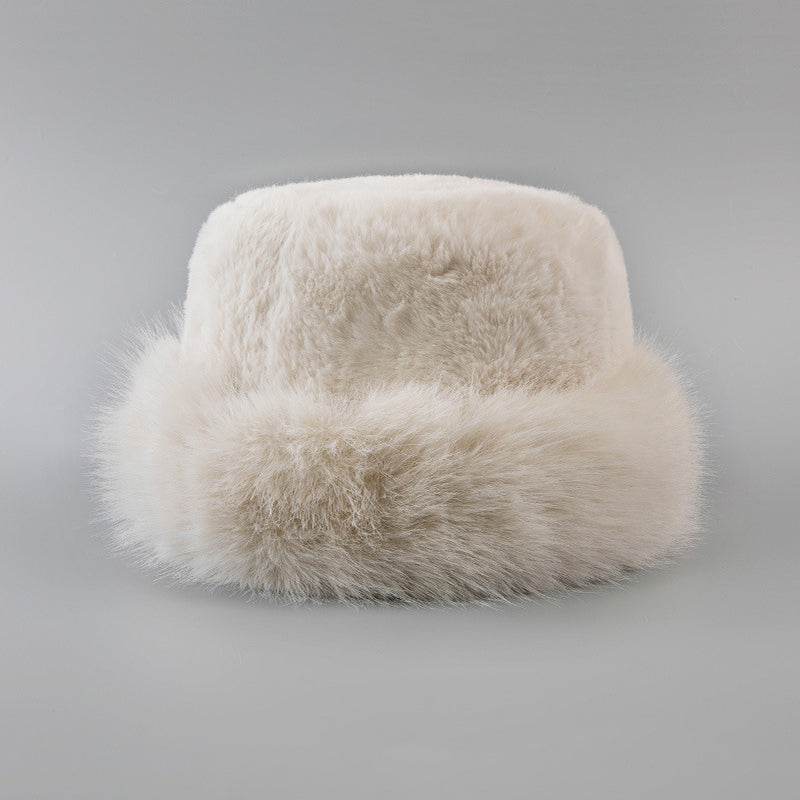 Winter Faux Rabbit Fur Beanie Bucket Hat Furry Warm Cap