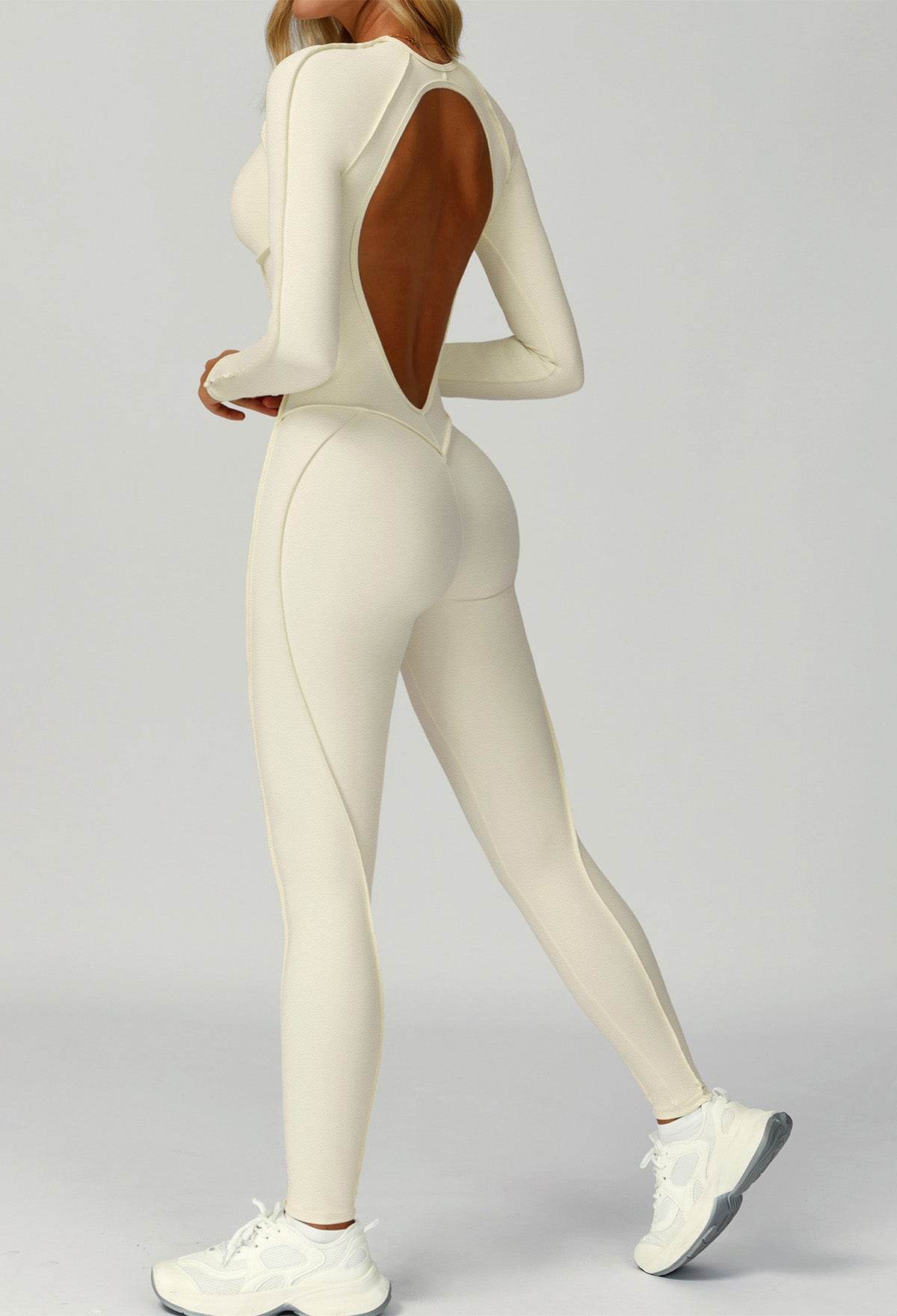 Long Sleeve Backless Yoga One Piece Jumpsuits -