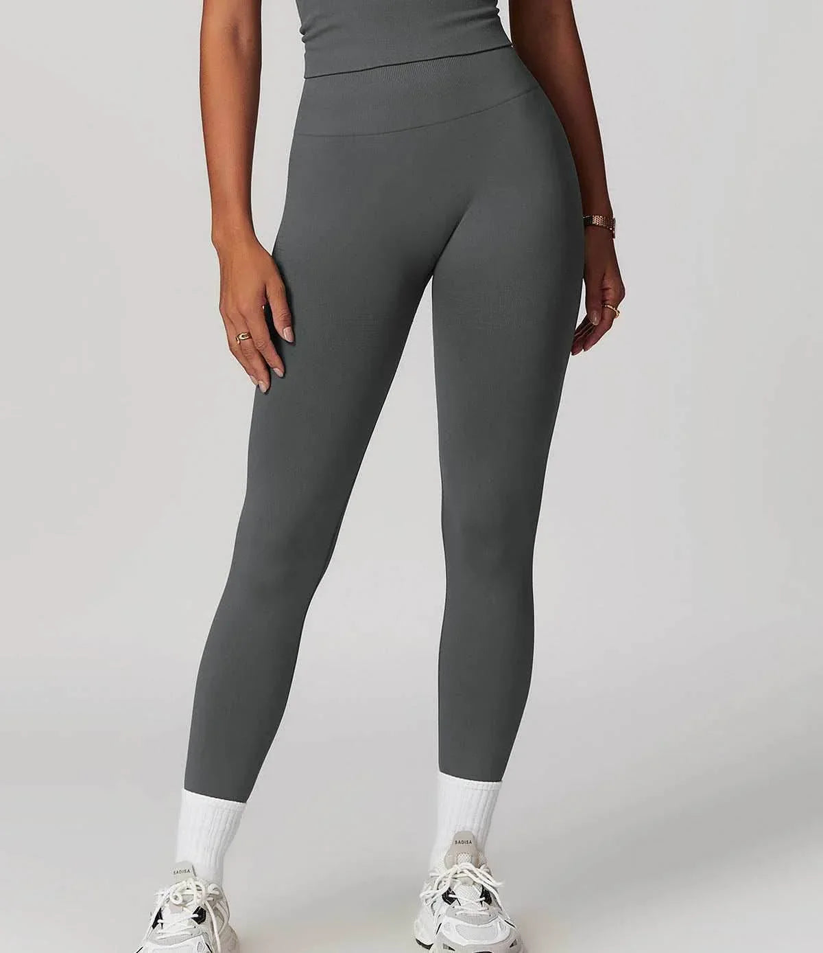 High Waist Tummy Control Fitness Leggings - Dark Grey