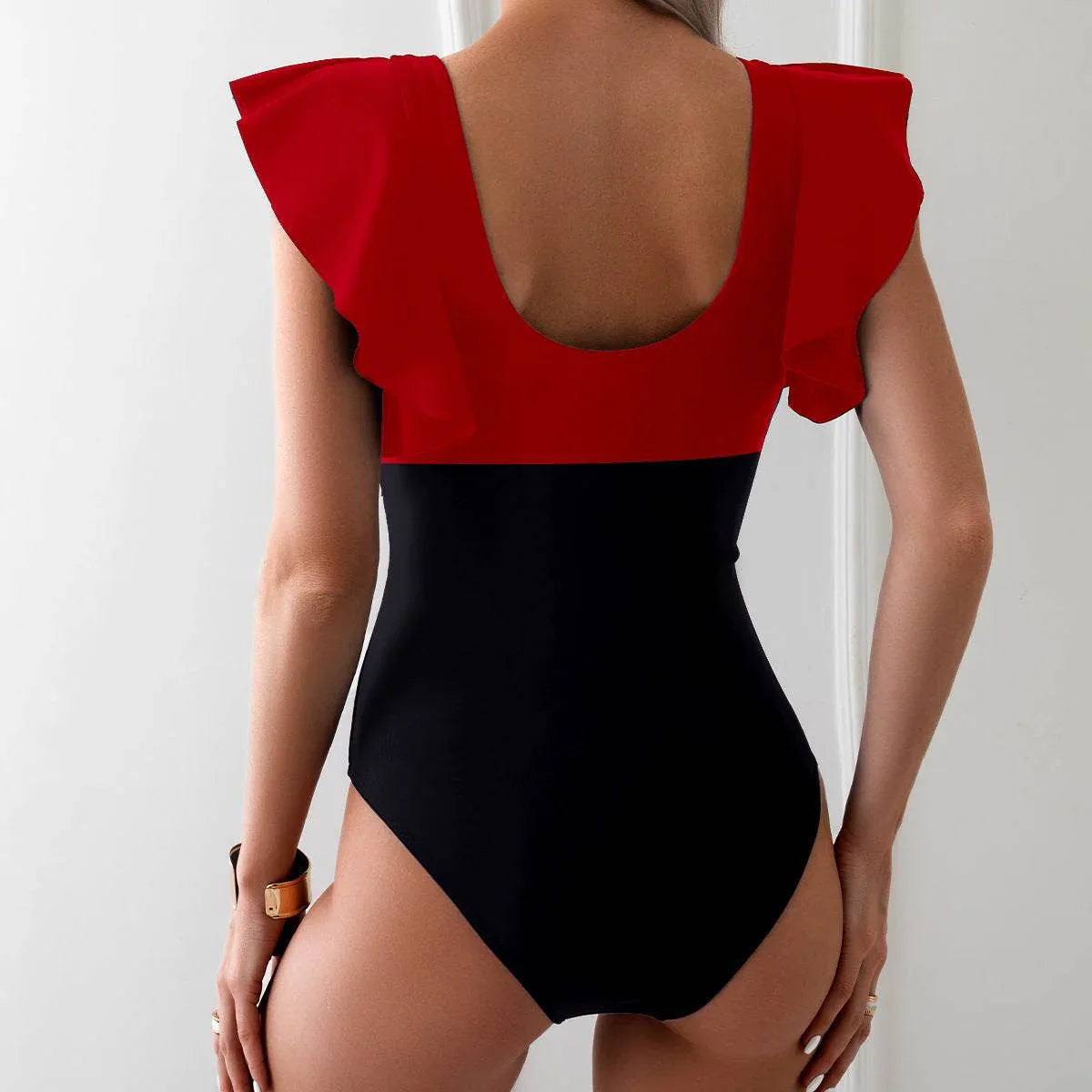 Ruffle Cutout One Piece Swimsuit -