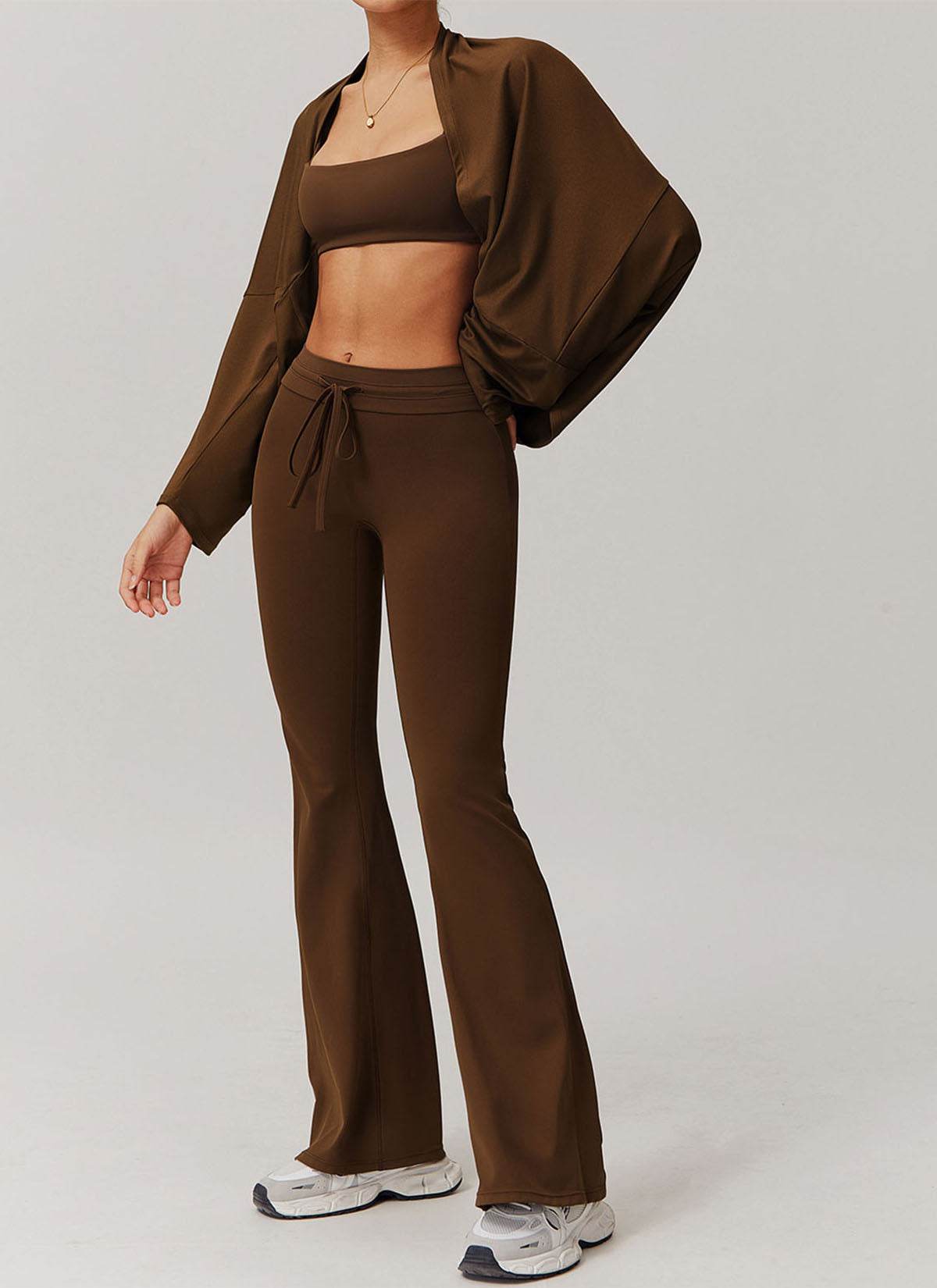 Sports Sets with Long Sleeve T-Shirts and Flare Pants