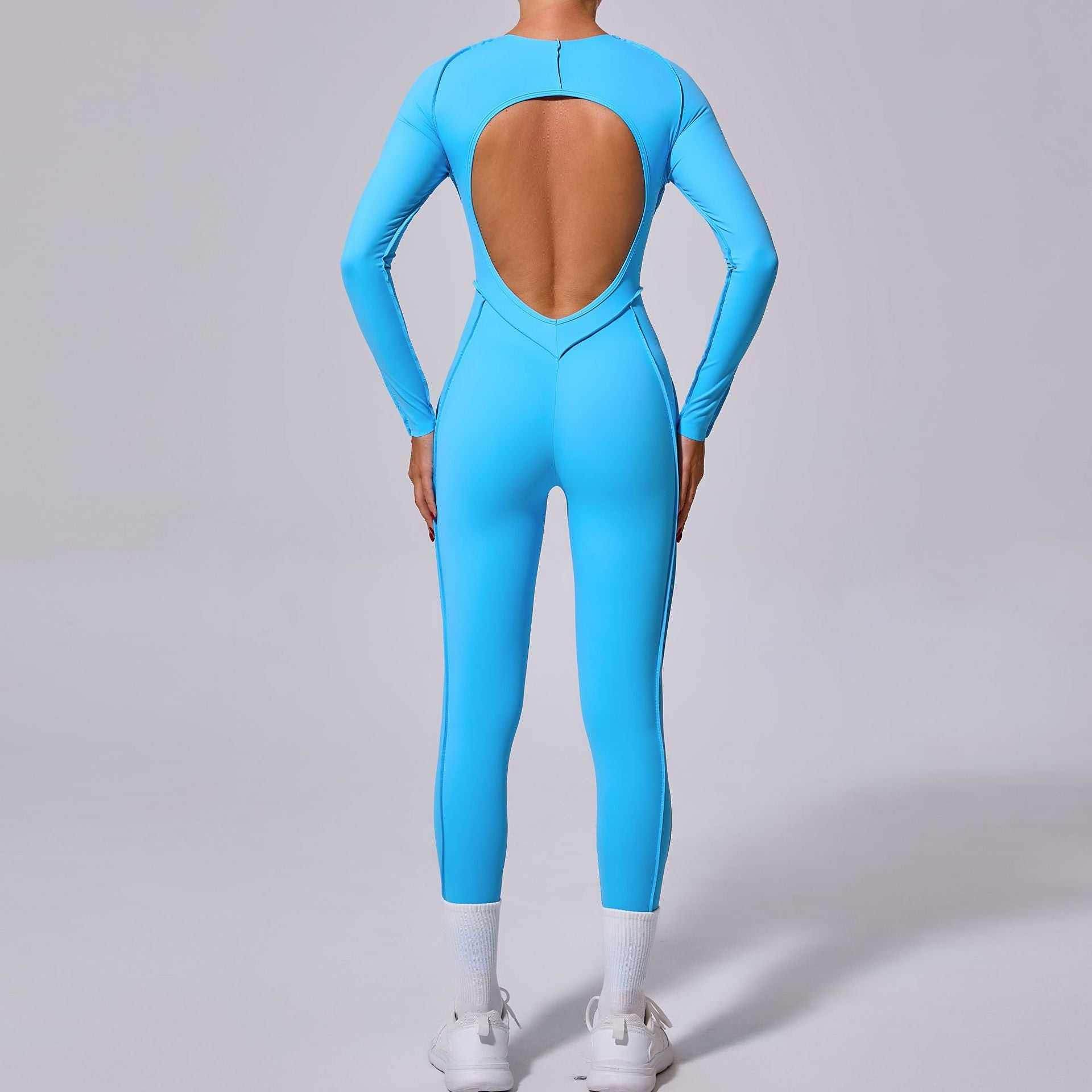 Long Sleeve Backless Yoga Jumpsuits -